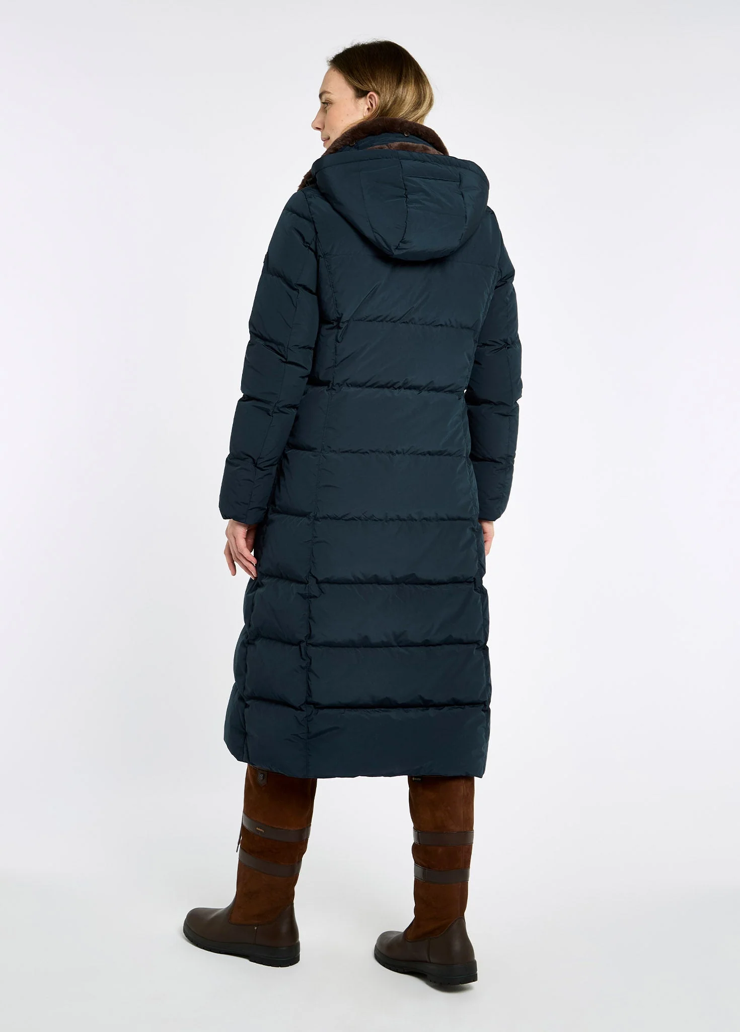 Aldborough Women's full length technical down jacket - Navy - Image 5