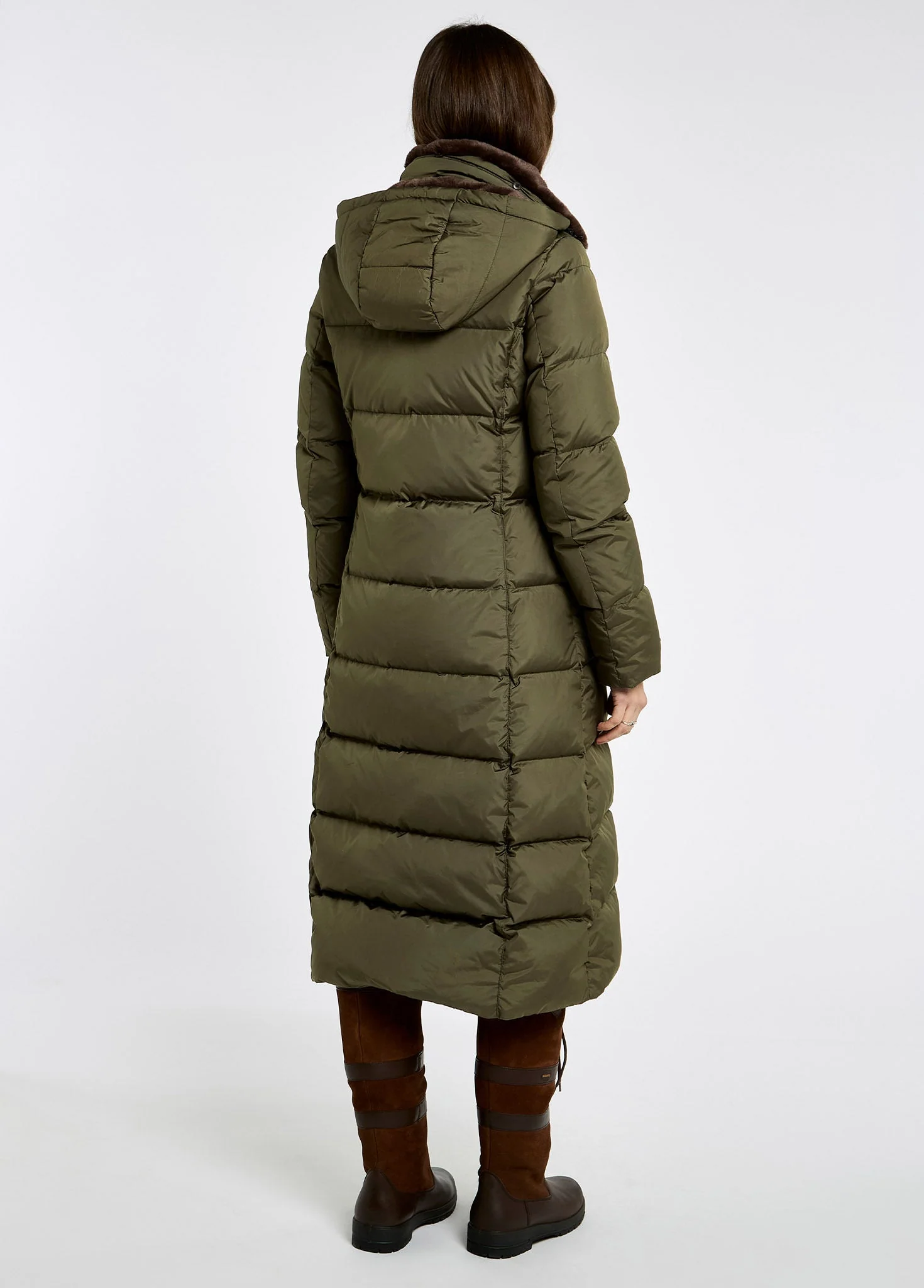 Aldborough Women's full length technical down jacket - Olive - Image 5
