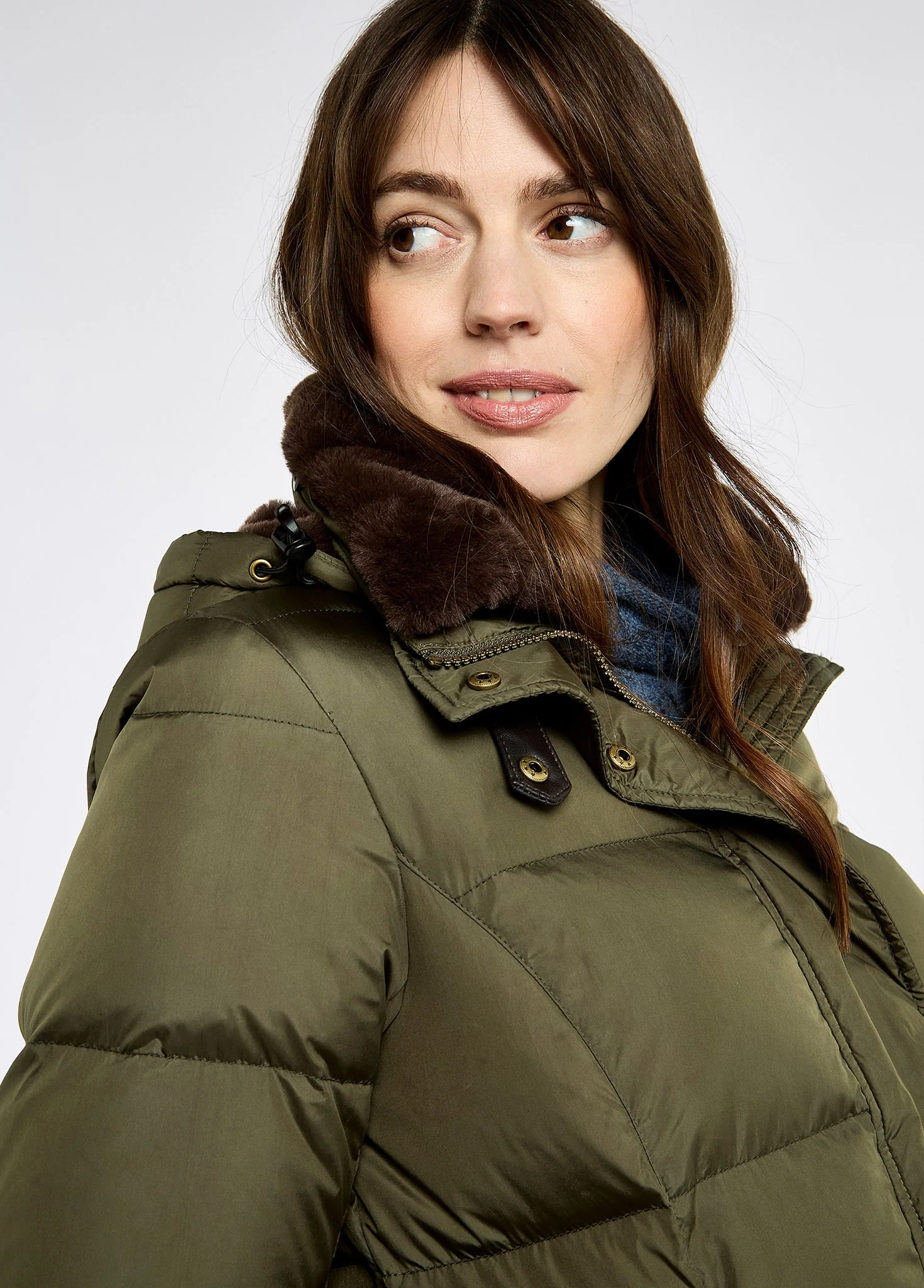 Aldborough Women's full length technical down jacket - Olive - Image 7