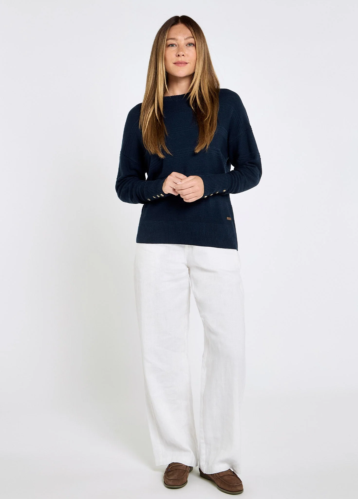 Ashfield Women’s bamboo blend sweater - Navy - Image 2