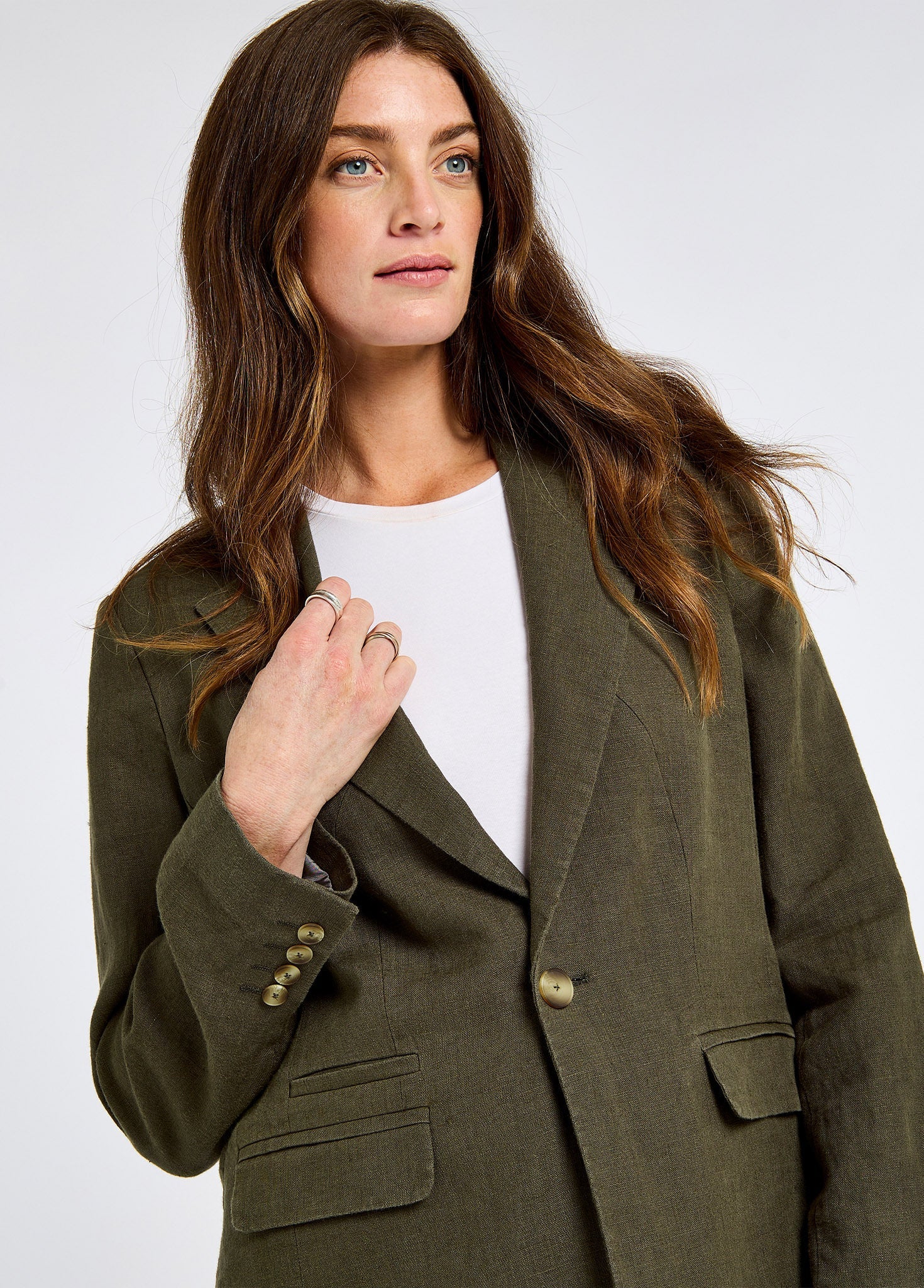Avonlea Women’ tailored linen jacket - Khaki - Image 5