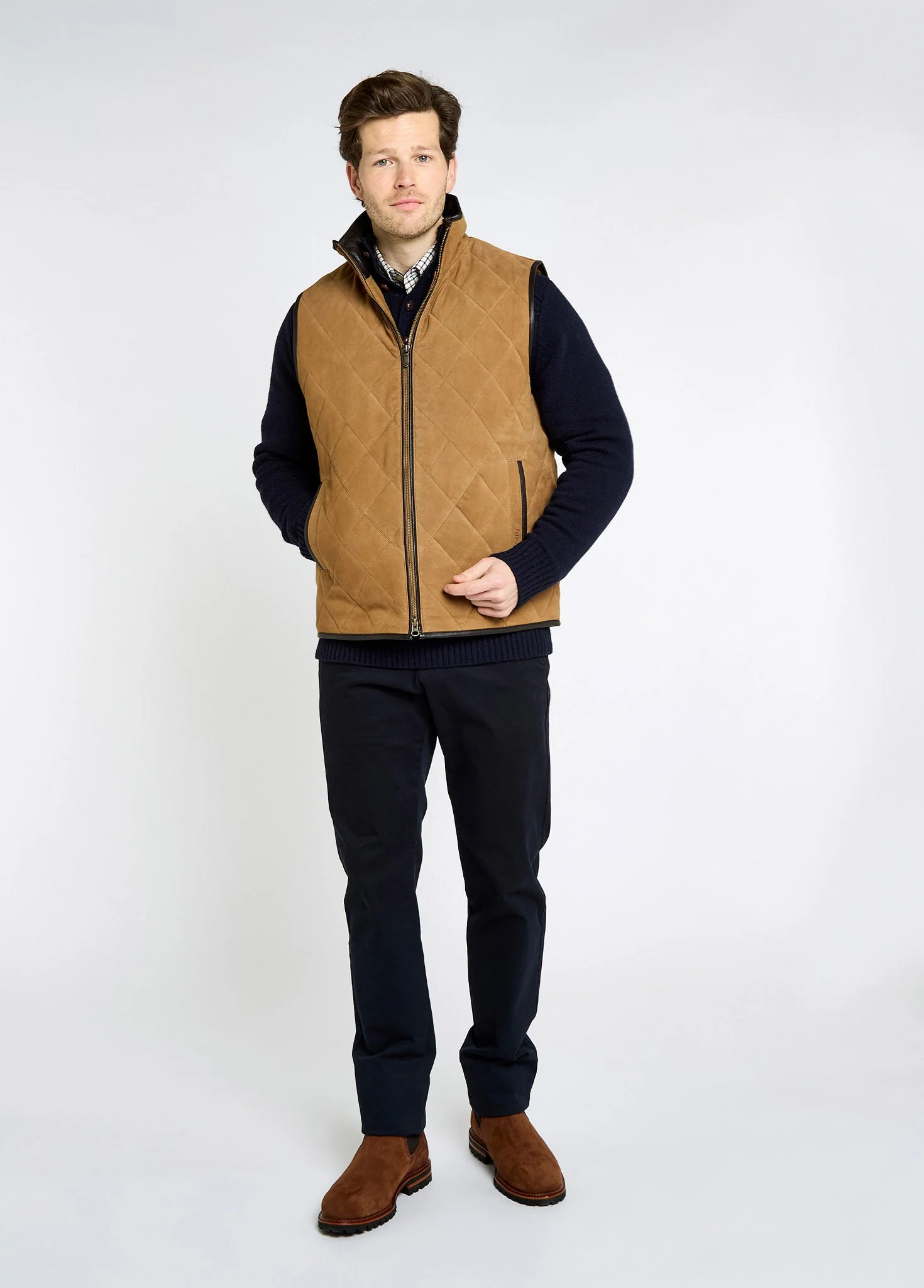 Bellamont Men's goat suede gilet - Tan - Image 2