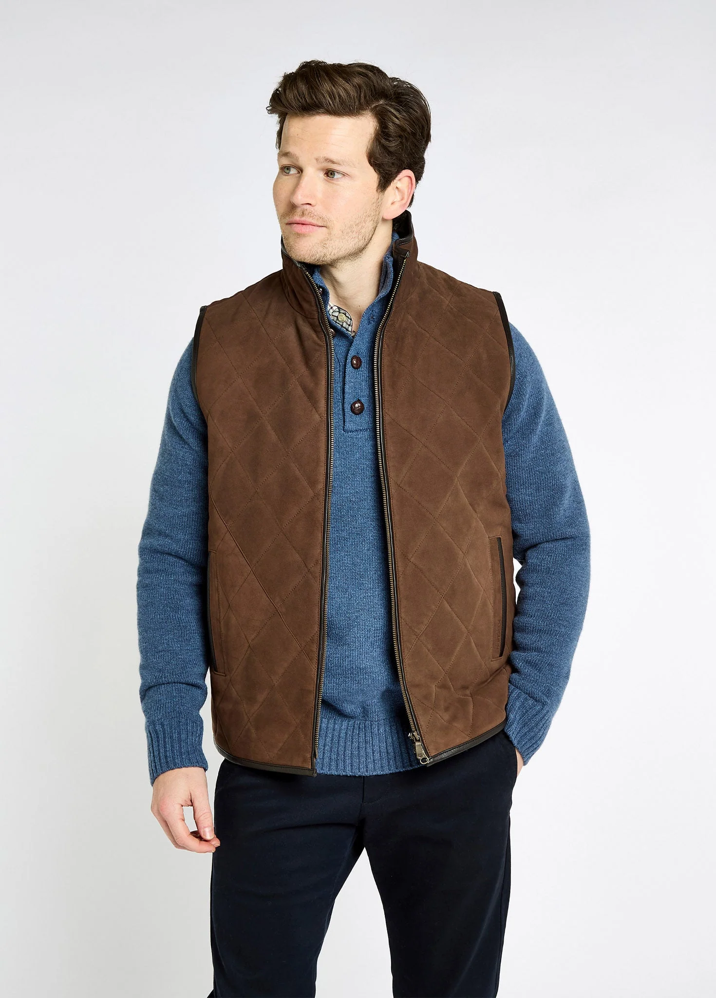 Bellamont Men's Goat suede gilet - Walnut - Image 3