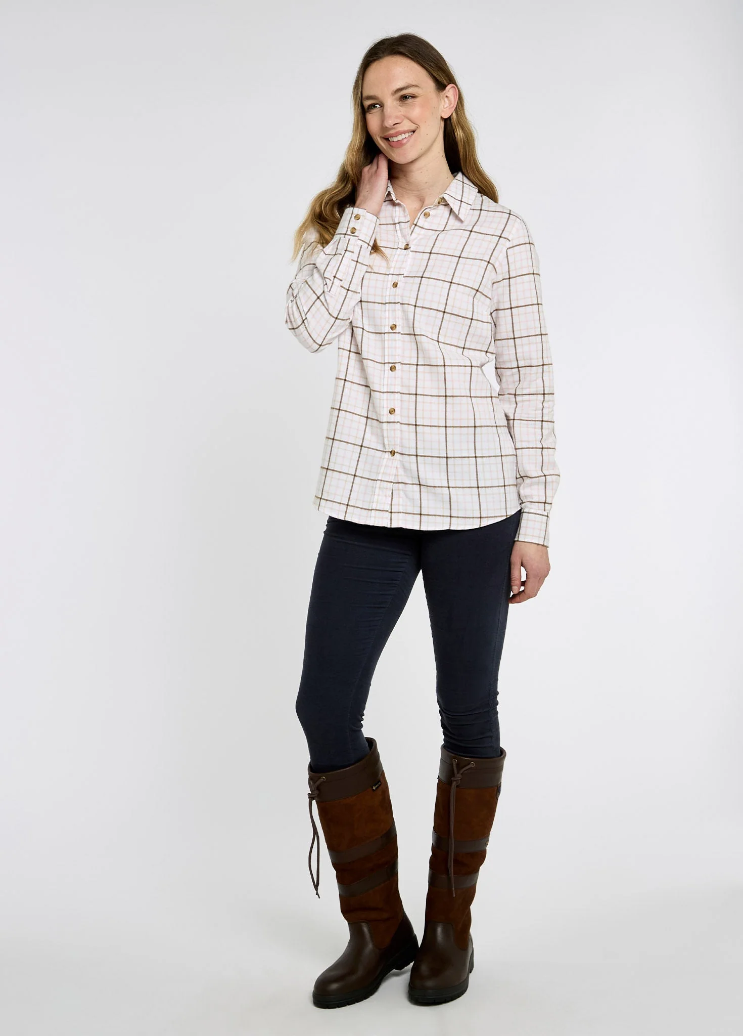 Brooklime Women’s check shirt - Dusky Rose - Image 2