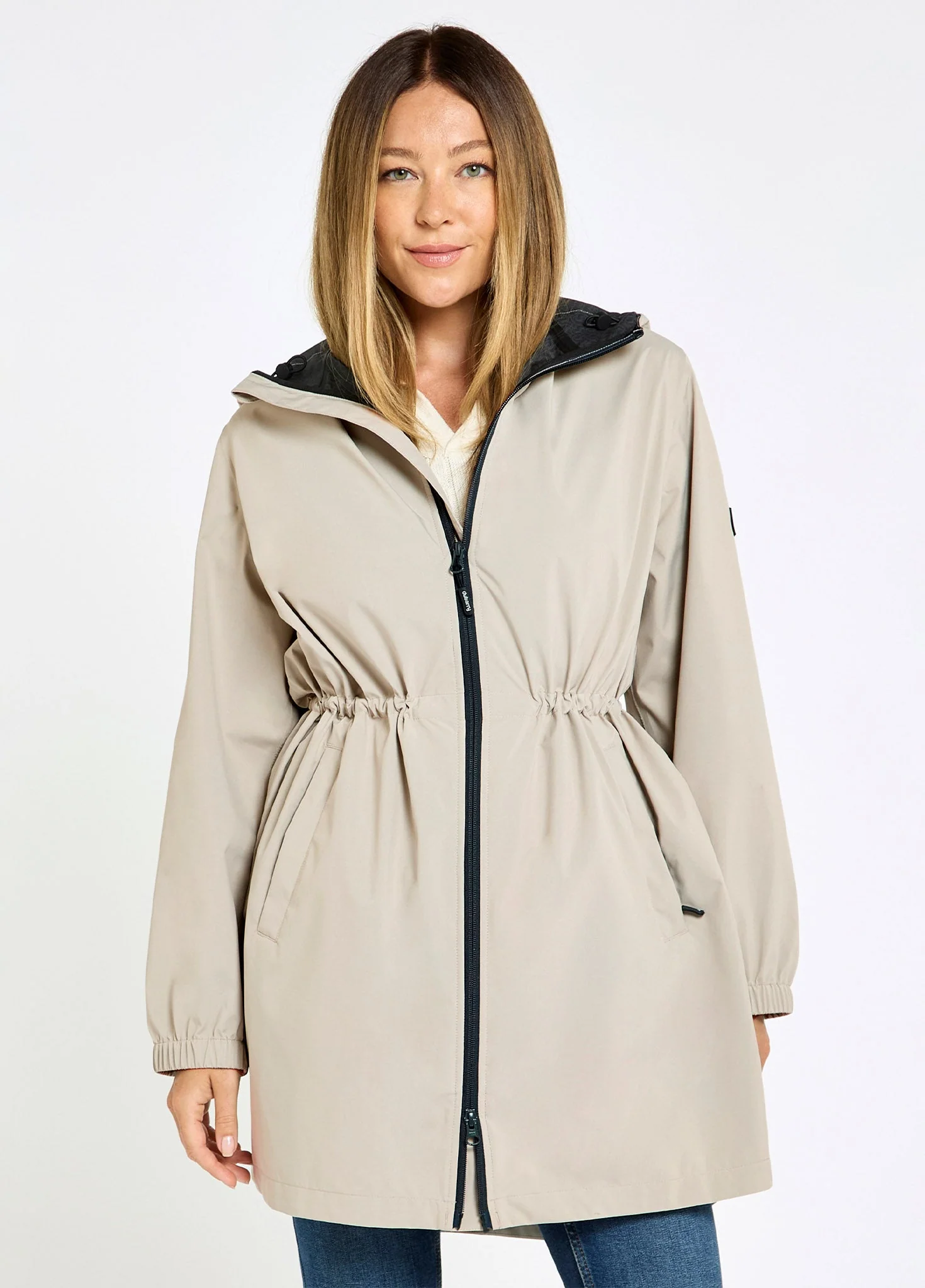 Brookside Women’s Hooded Rain Mac - Bone - Image 4