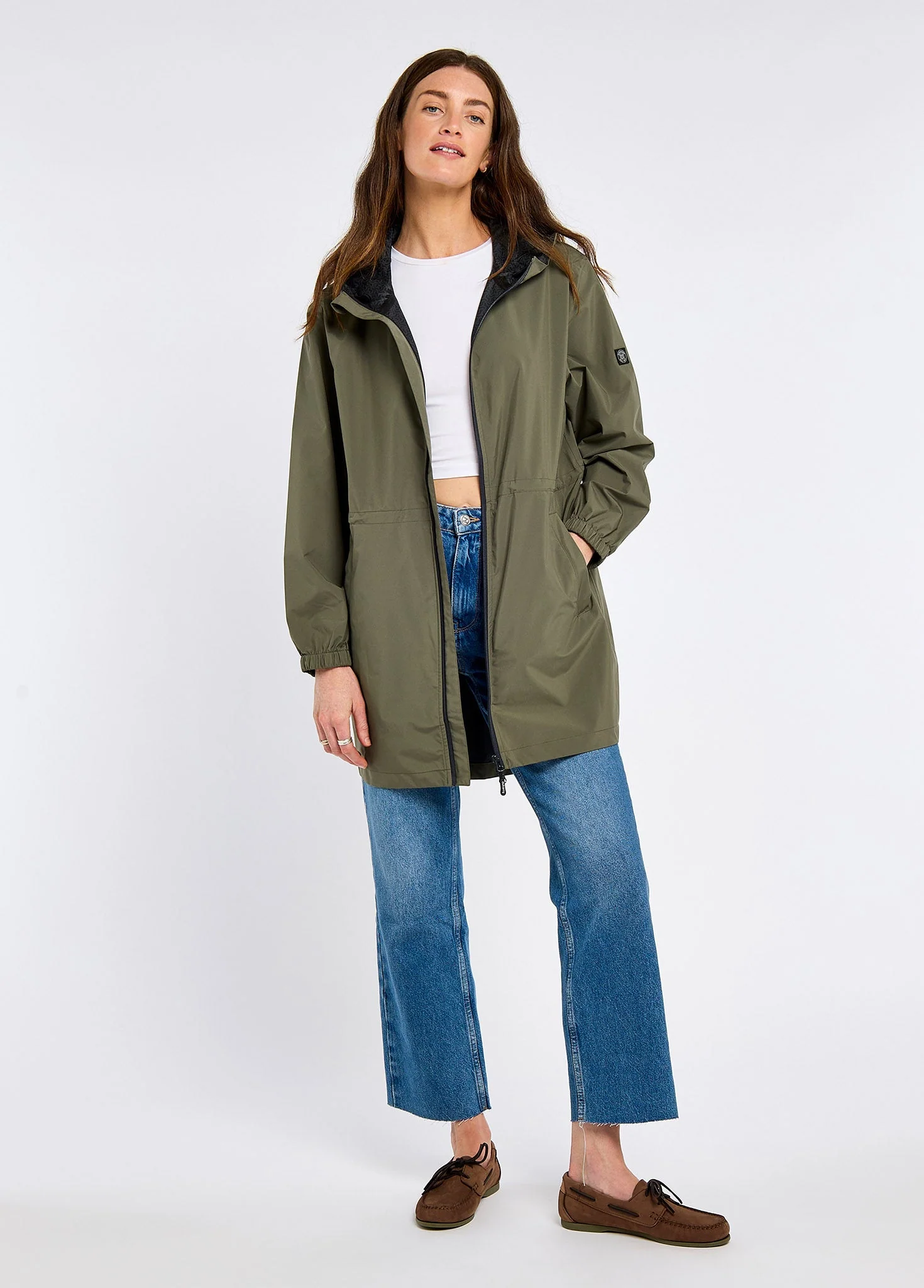 Brookside Women’s hooded rain mac - Kelp - Image 2