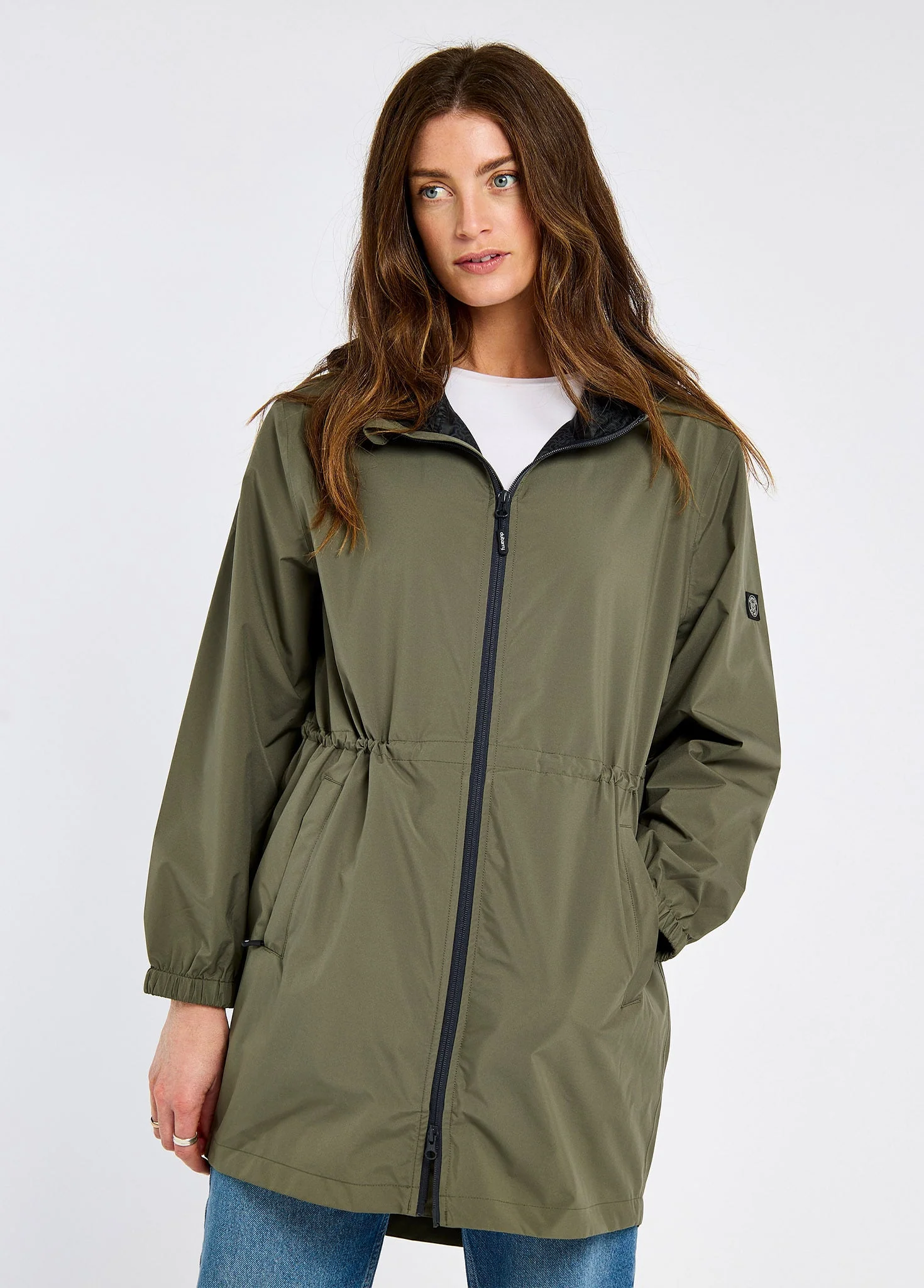 Brookside Women’s hooded rain mac - Kelp - Image 3
