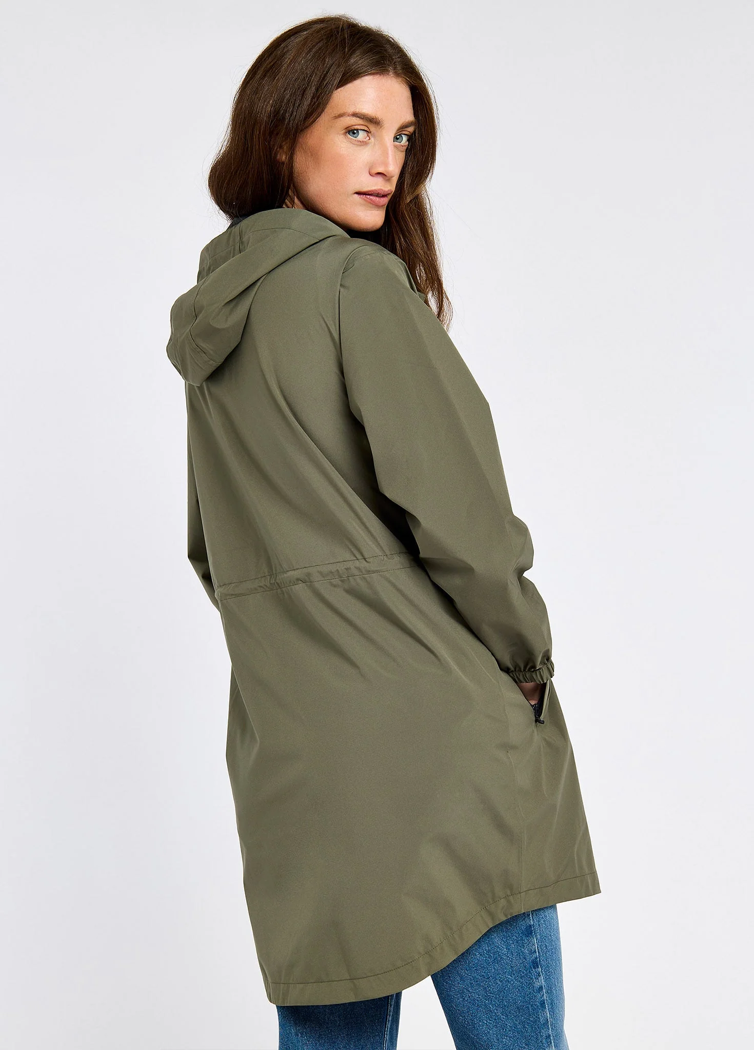 Brookside Women’s hooded rain mac - Kelp - Image 4
