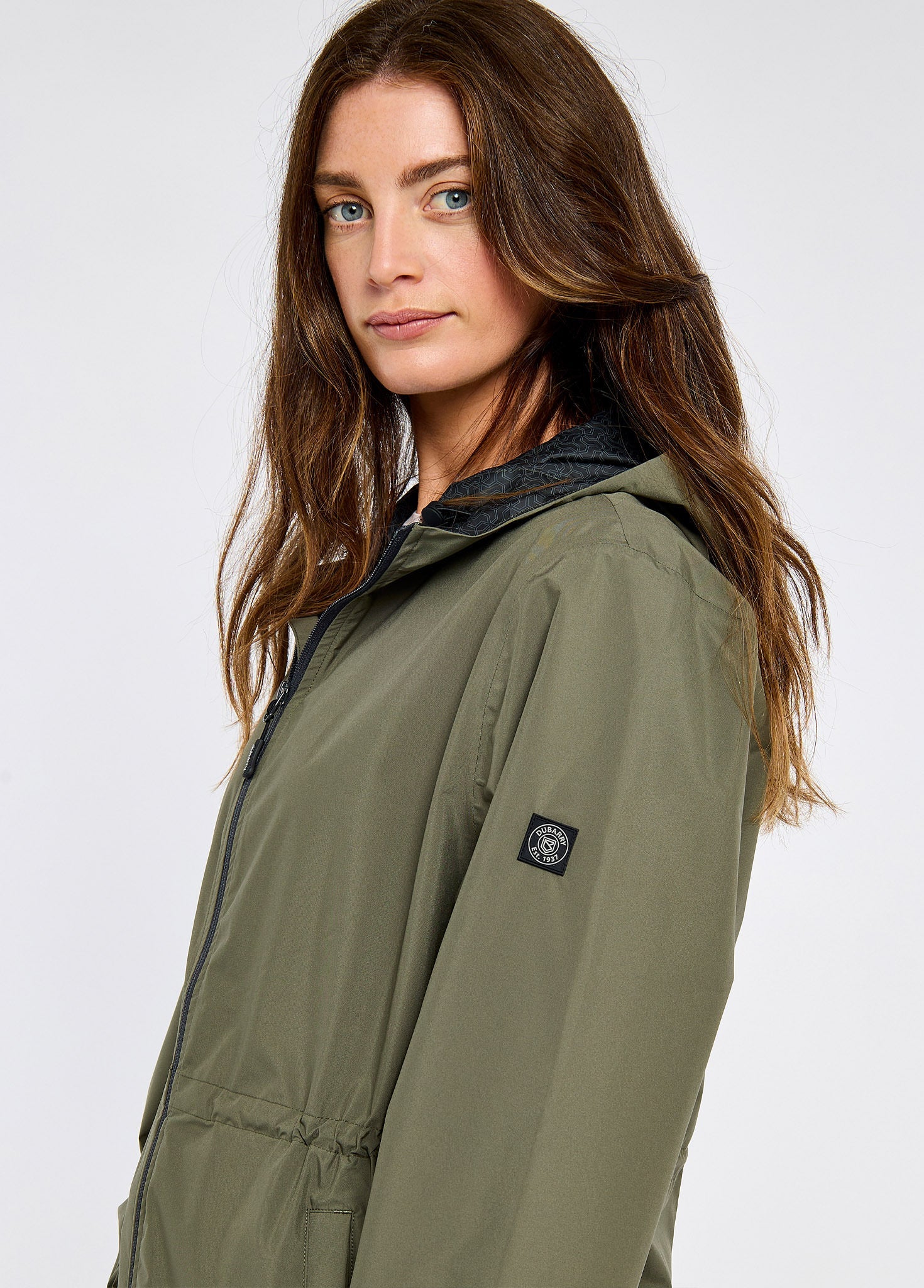 Brookside Women’s hooded rain mac - Kelp - Image 5
