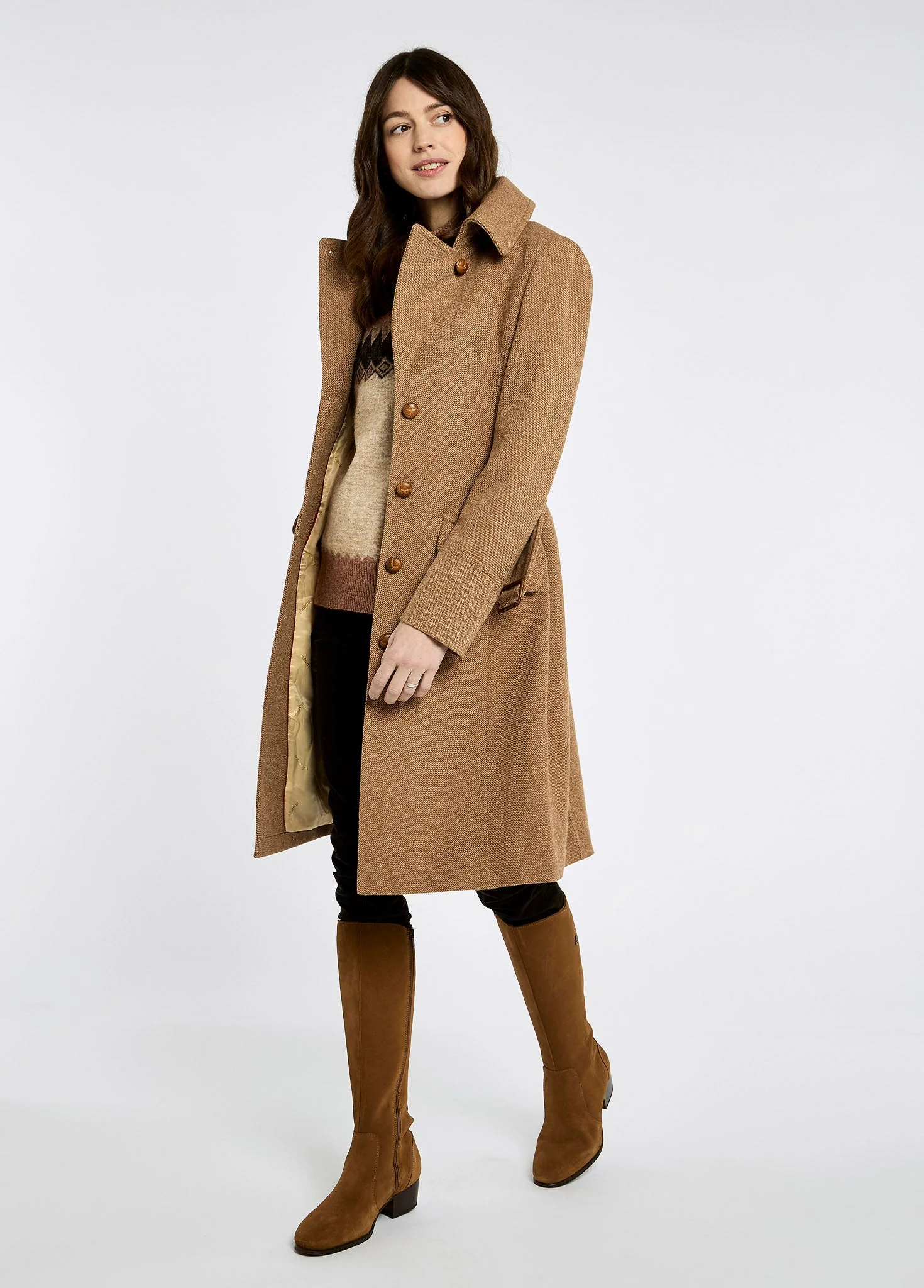 Brookvale Fitted tweed coat - Camel Twill - Image 2