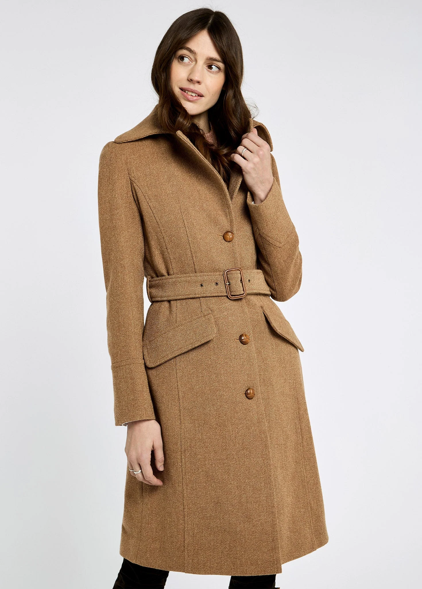 Brookvale Fitted tweed coat - Camel Twill - Image 4
