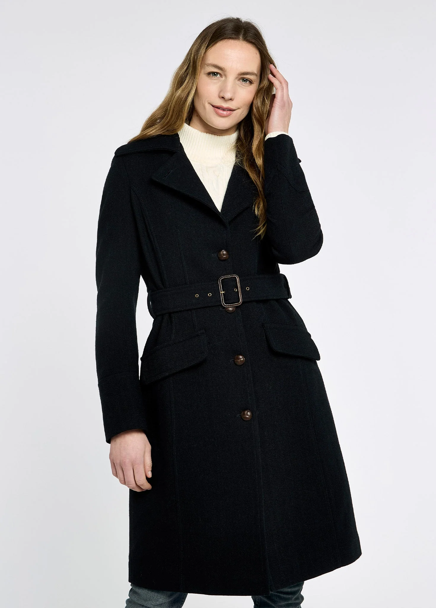 Brookvale Fitted tweed coat - French Navy - Image 3