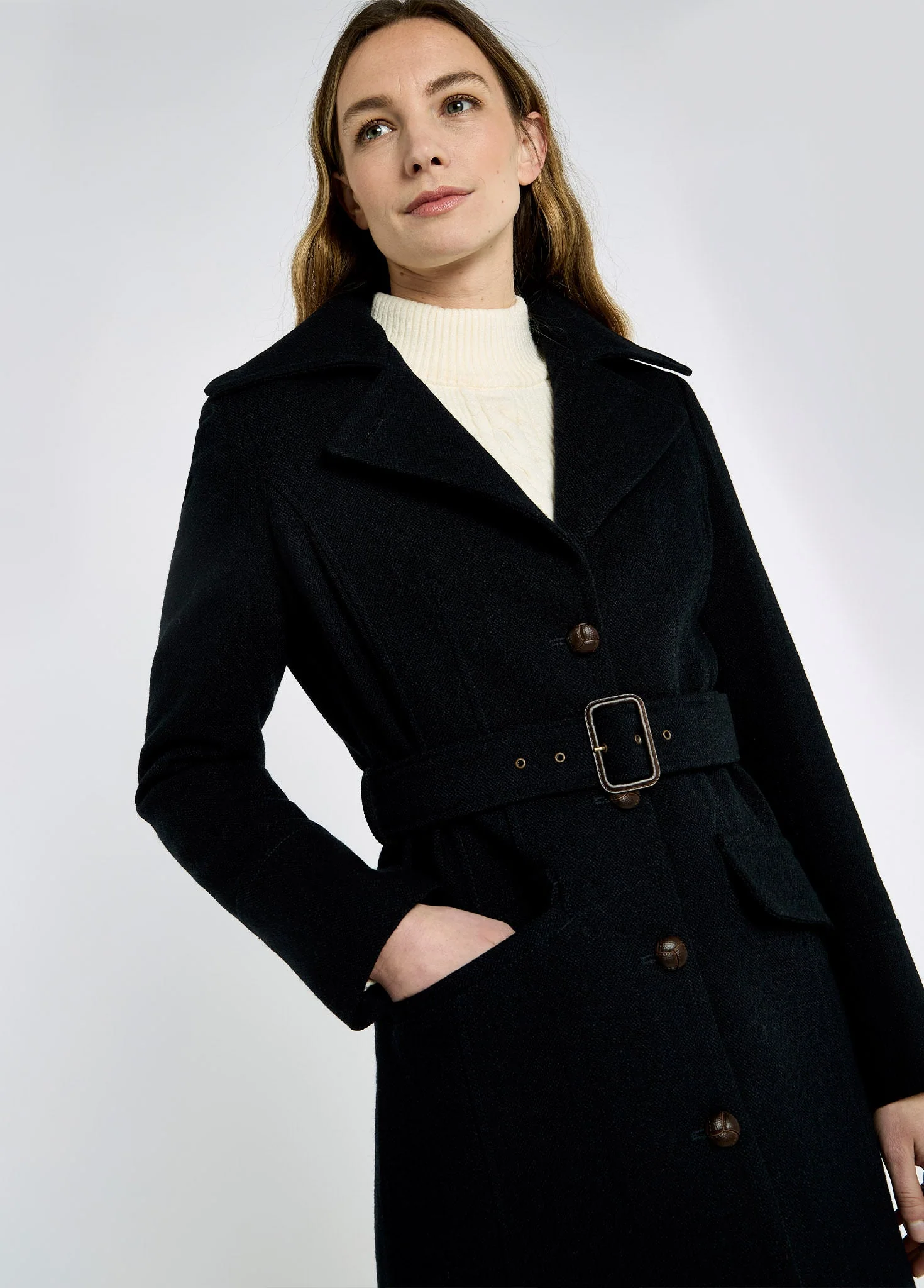Brookvale Fitted tweed coat - French Navy - Image 4