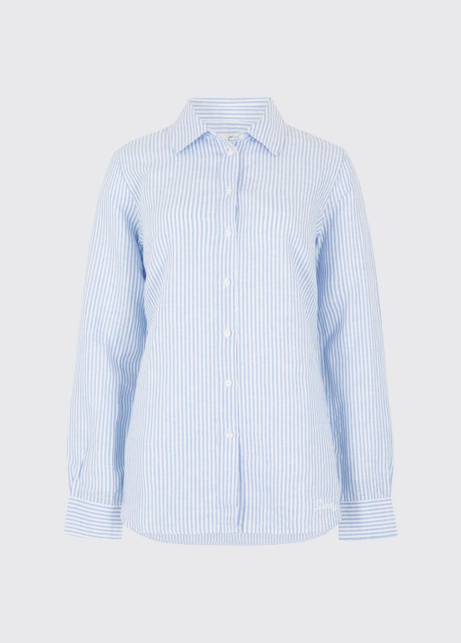 Butterfly Women’s long sleeve linen shirt- blue