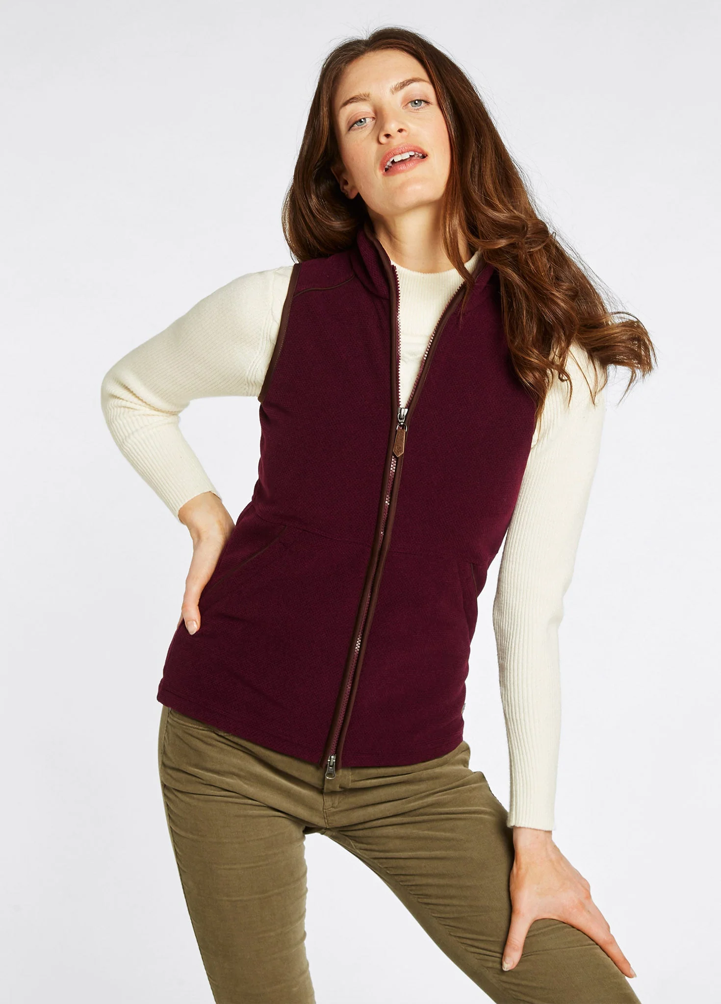 Carbury Women's Fleece Gilet - Ox Blood - Image 3