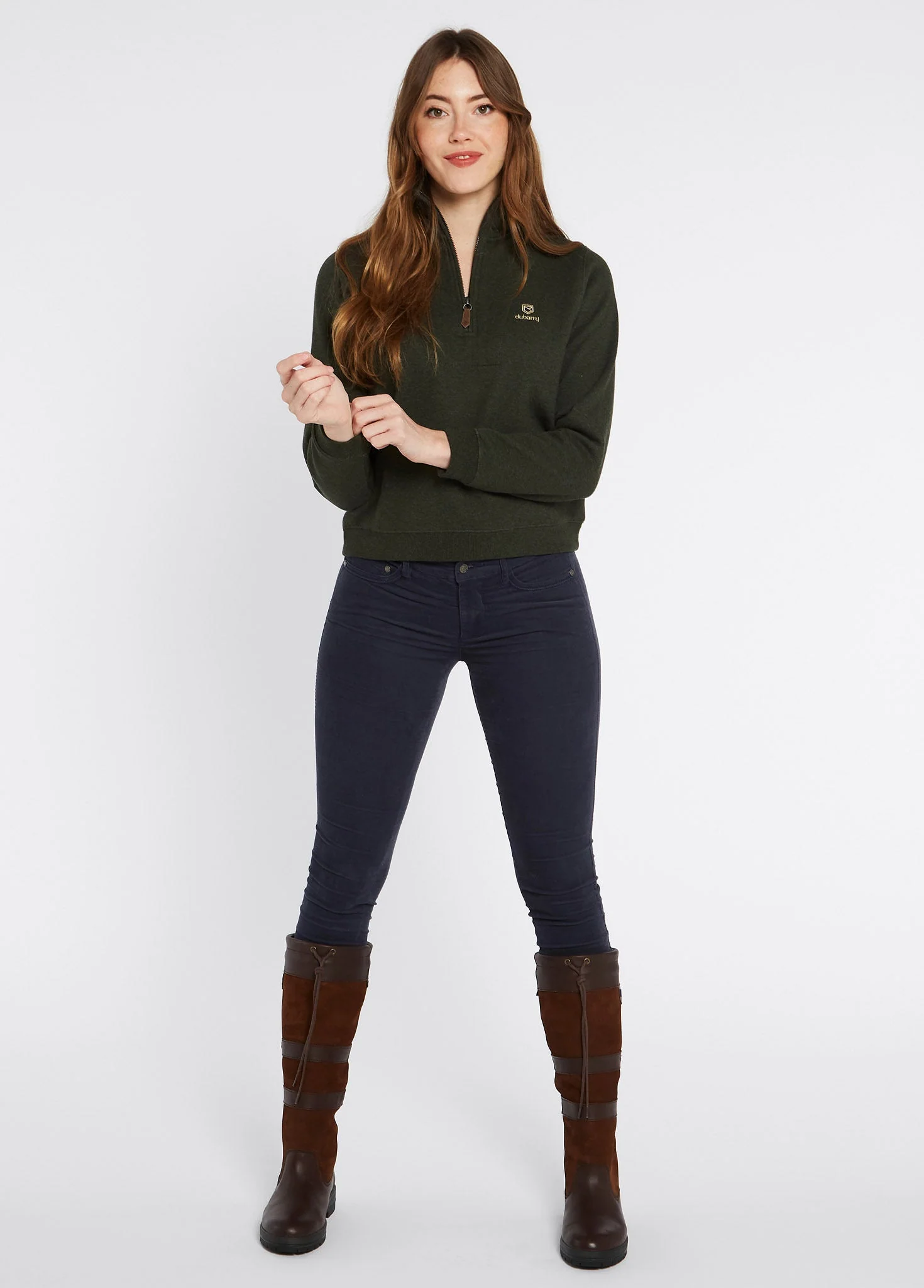Castlemartyr Women's Quarter Zip Sweatshirt - Olive - Image 2