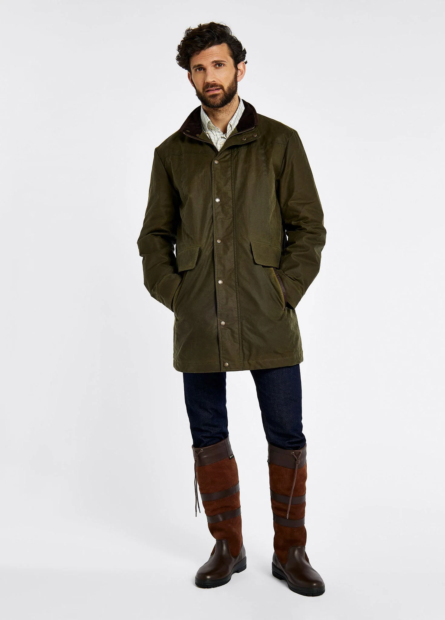 Chalkhill Men's Long Wax Jacket - Fennel - Image 2