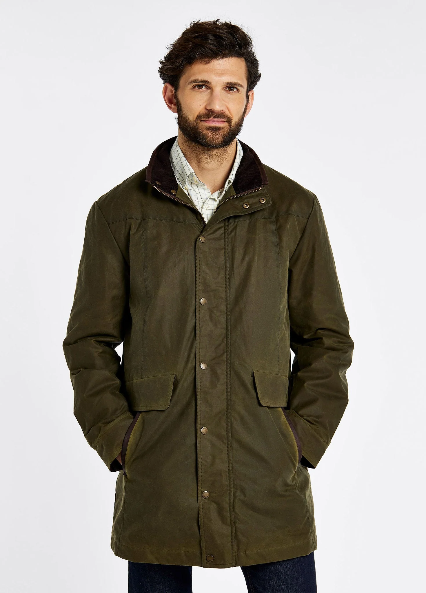 Chalkhill Men's Long Wax Jacket - Fennel - Image 3