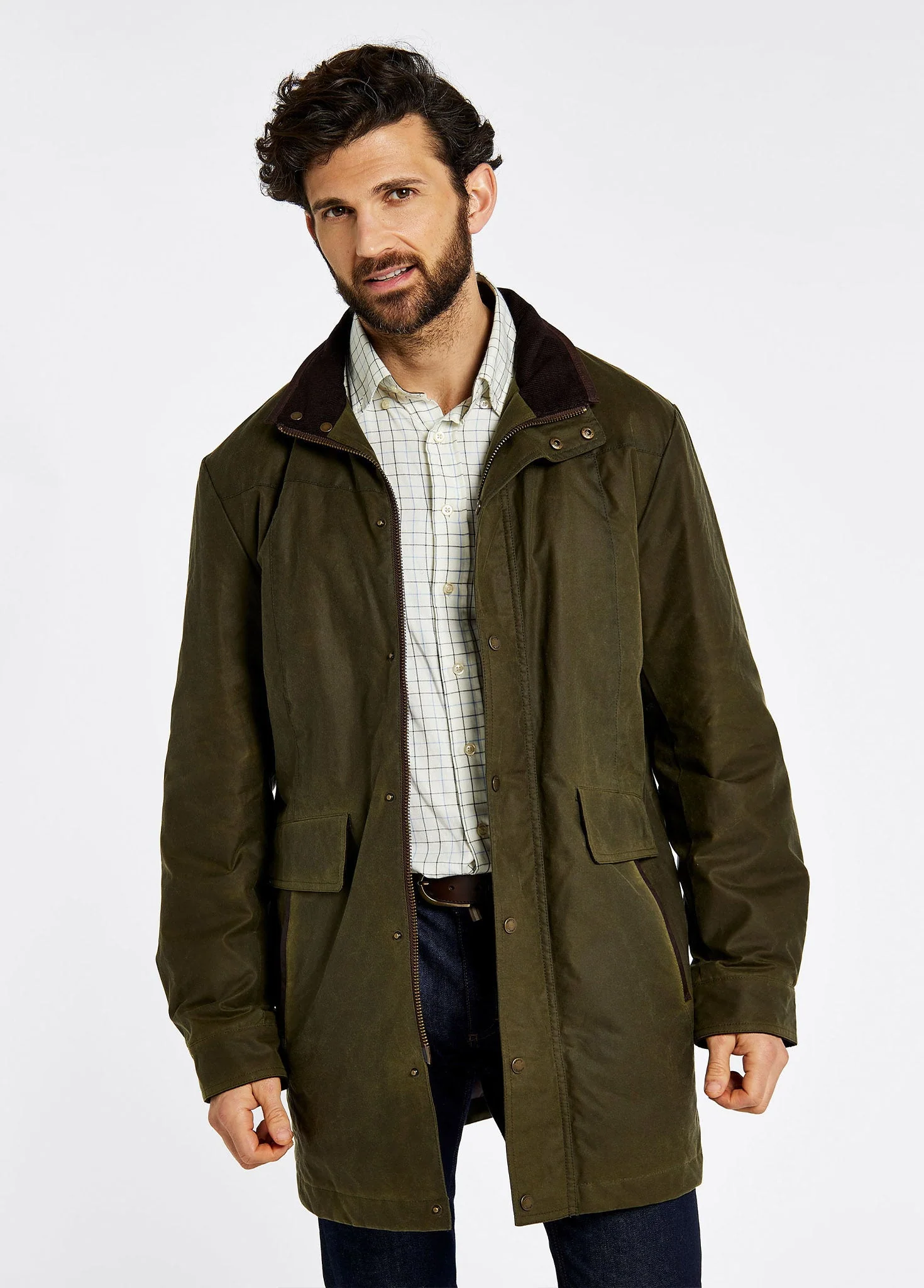 Chalkhill Men's Long Wax Jacket - Fennel - Image 4