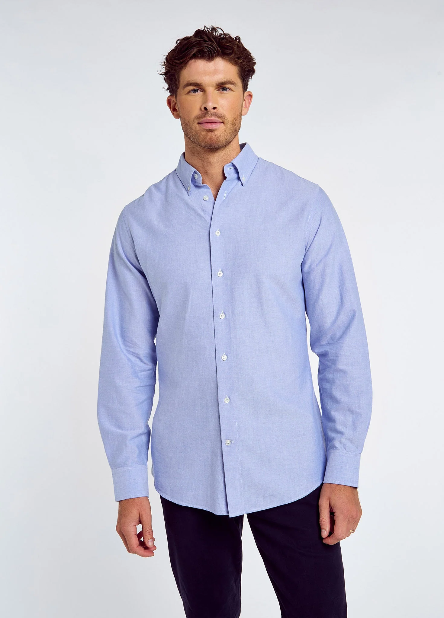 Clontarf Men’s Oxford Shirt - Pale Blue - Image 3