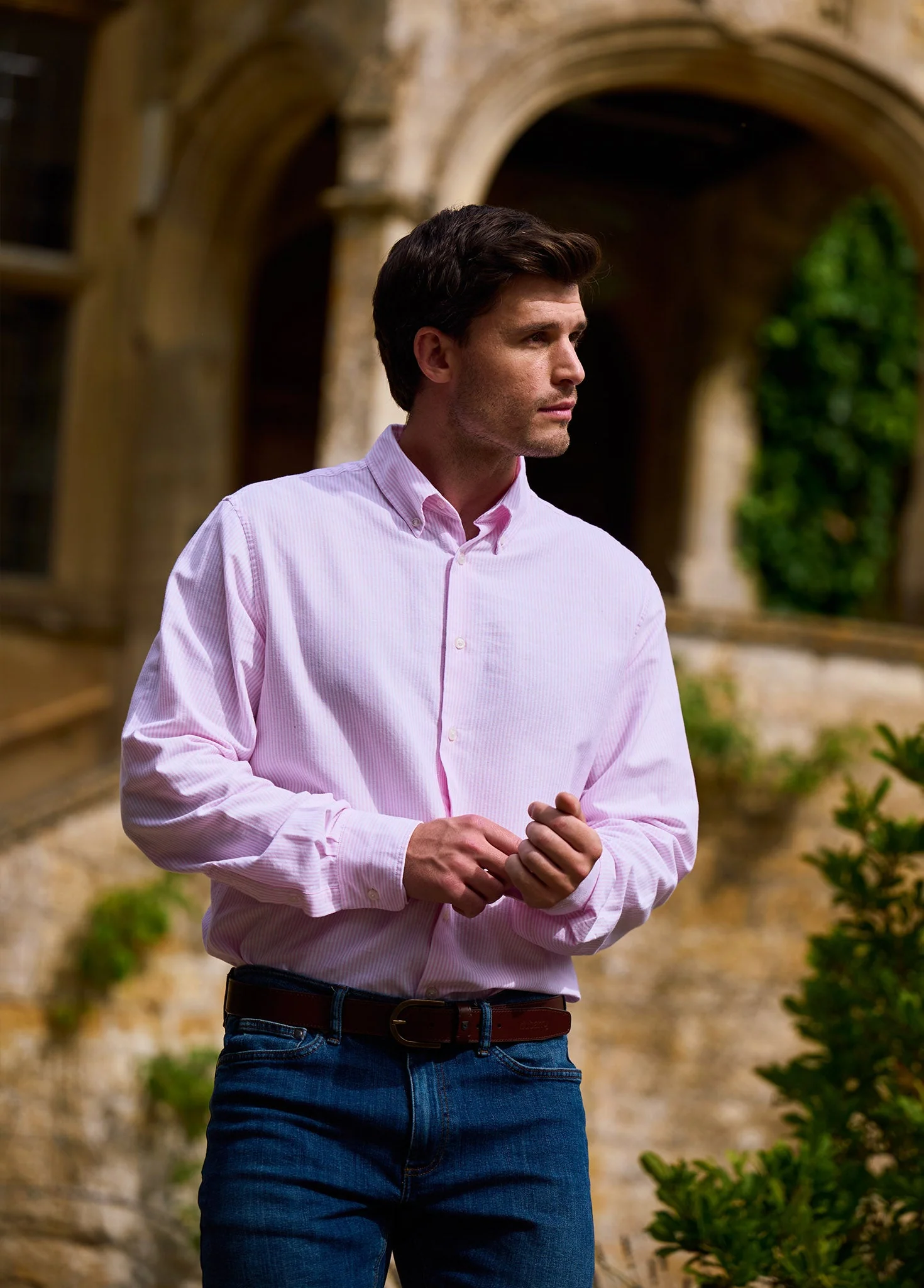 Clontarf Men’s Oxford Shirt - Pink - Image 2