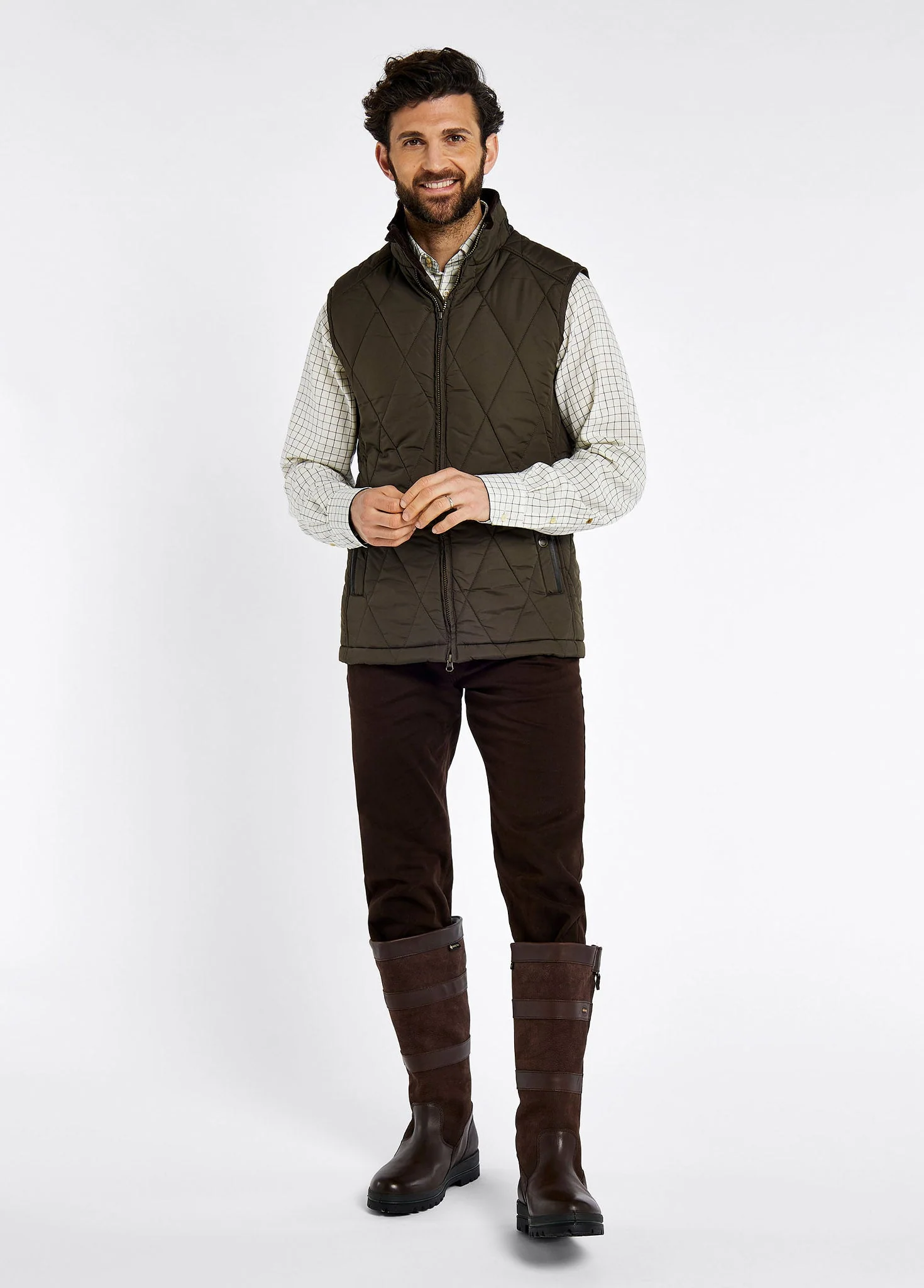 Colamber Men’s Quilted Gilet - Olive - Image 2