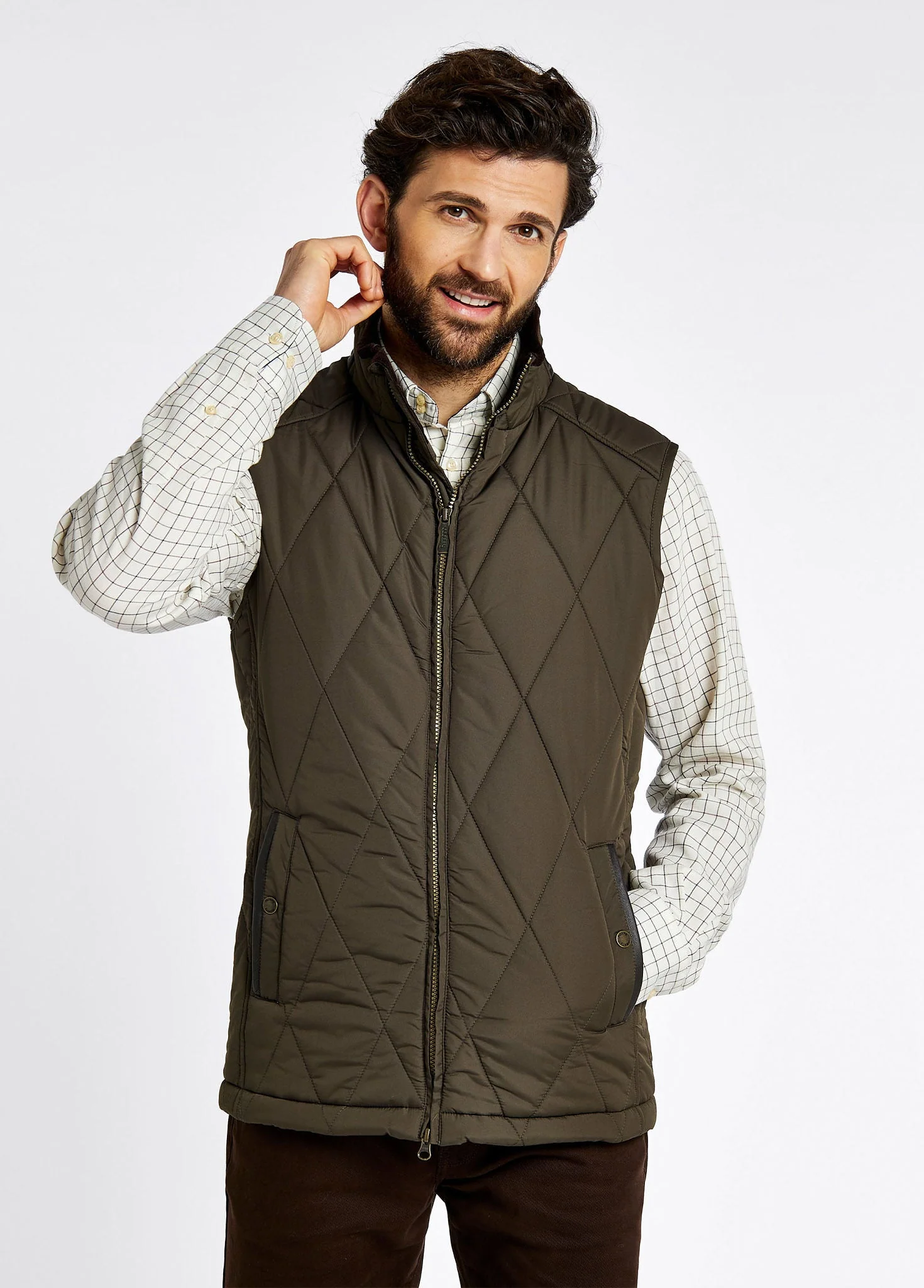 Colamber Men’s Quilted Gilet - Olive - Image 3