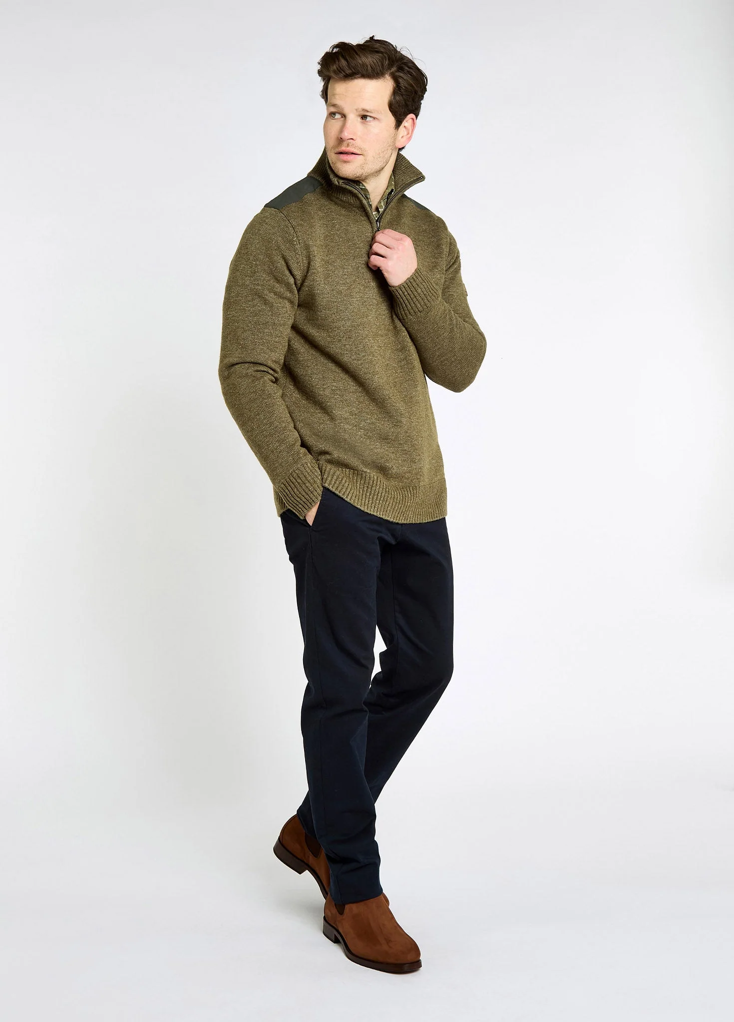 Doherty Men’s zip neck sweater - Dusky Green - Image 2
