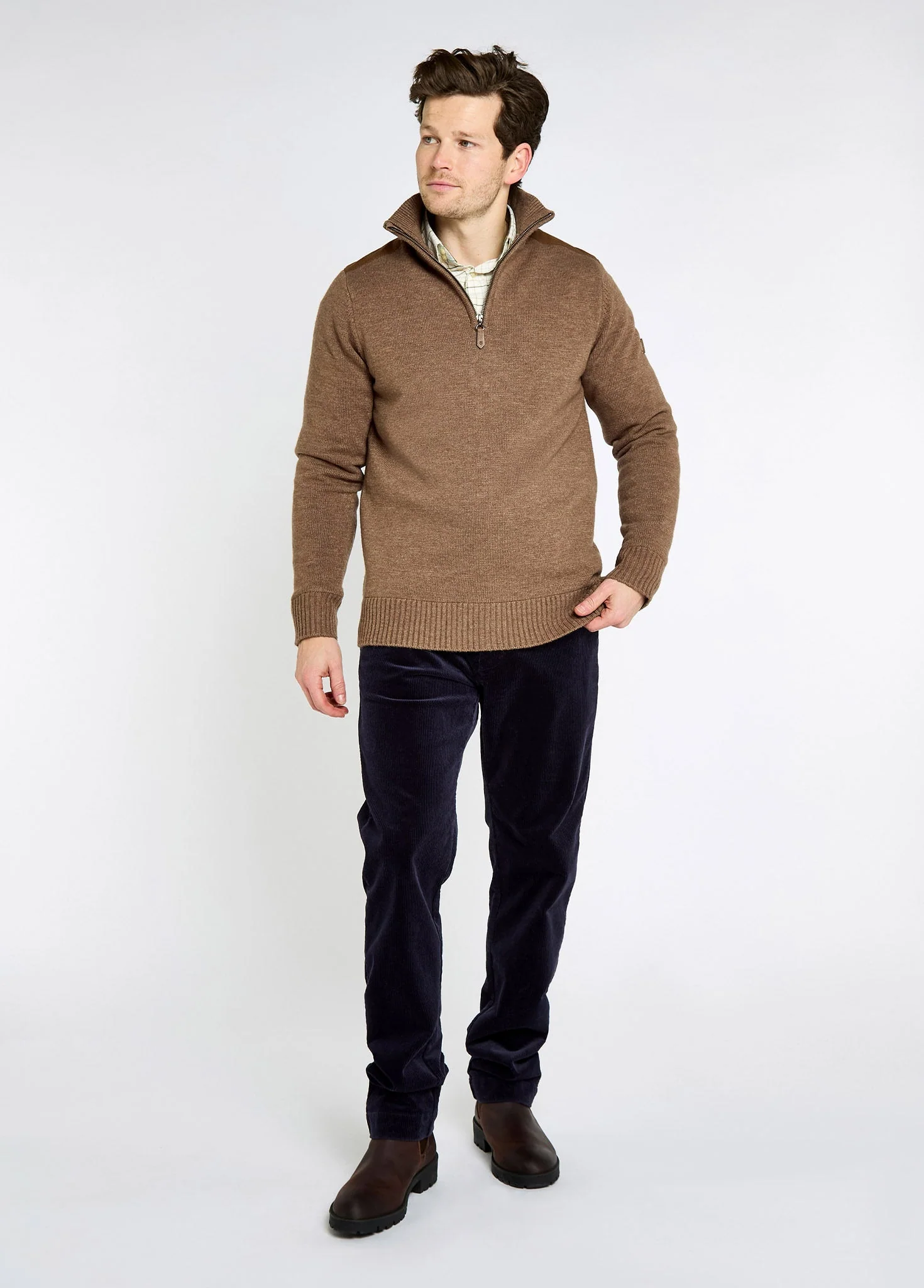 Doherty Men’s zip neck sweater - Elk - Image 2