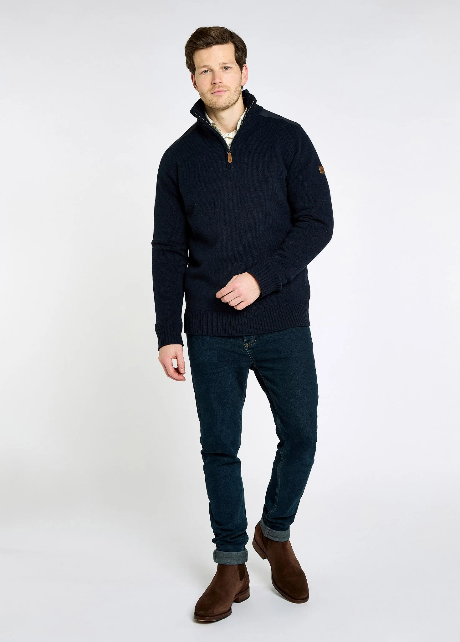 Doherty Men’s zip neck sweater - Navy - Image 2