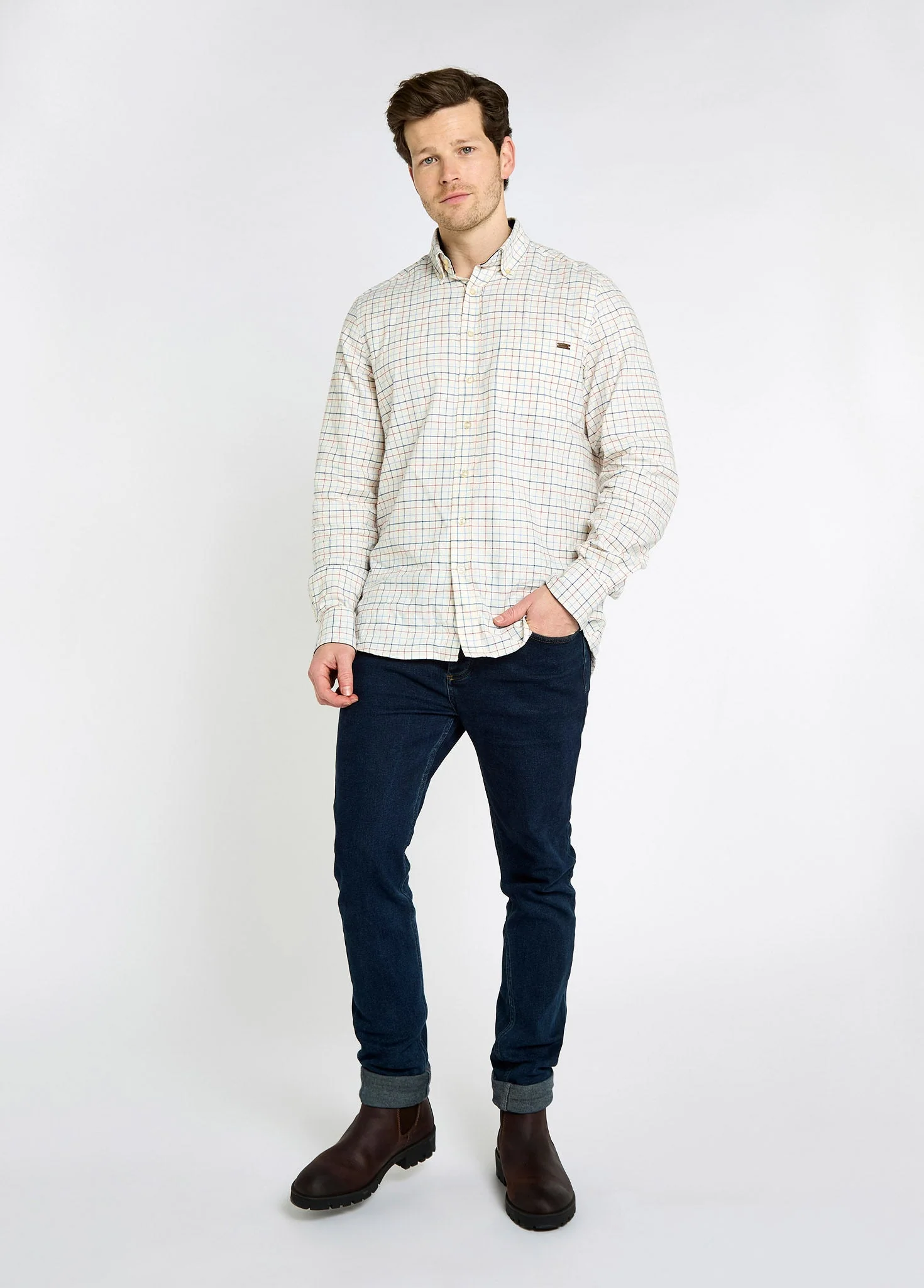 Drumcar Men’s tattersall check shirt - Indigo - Image 2