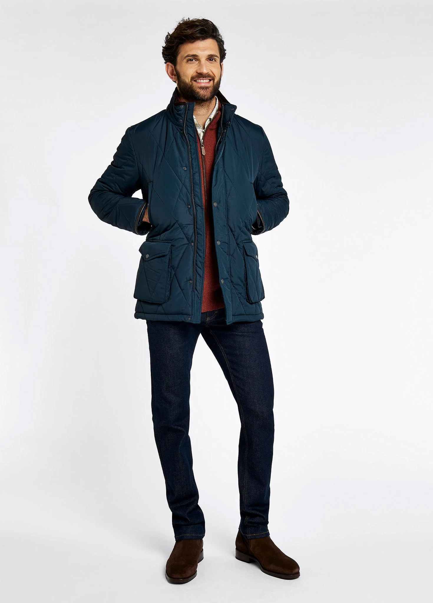 Farmley Men’s Quilted Jacket - Navy - Image 2