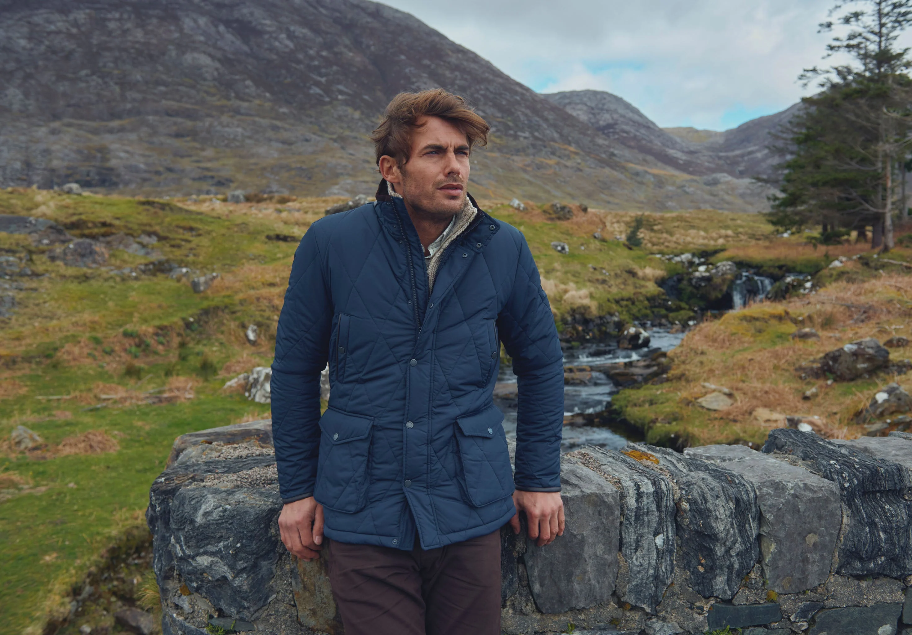 Farmley Men’s Quilted Jacket - Navy - Image 3
