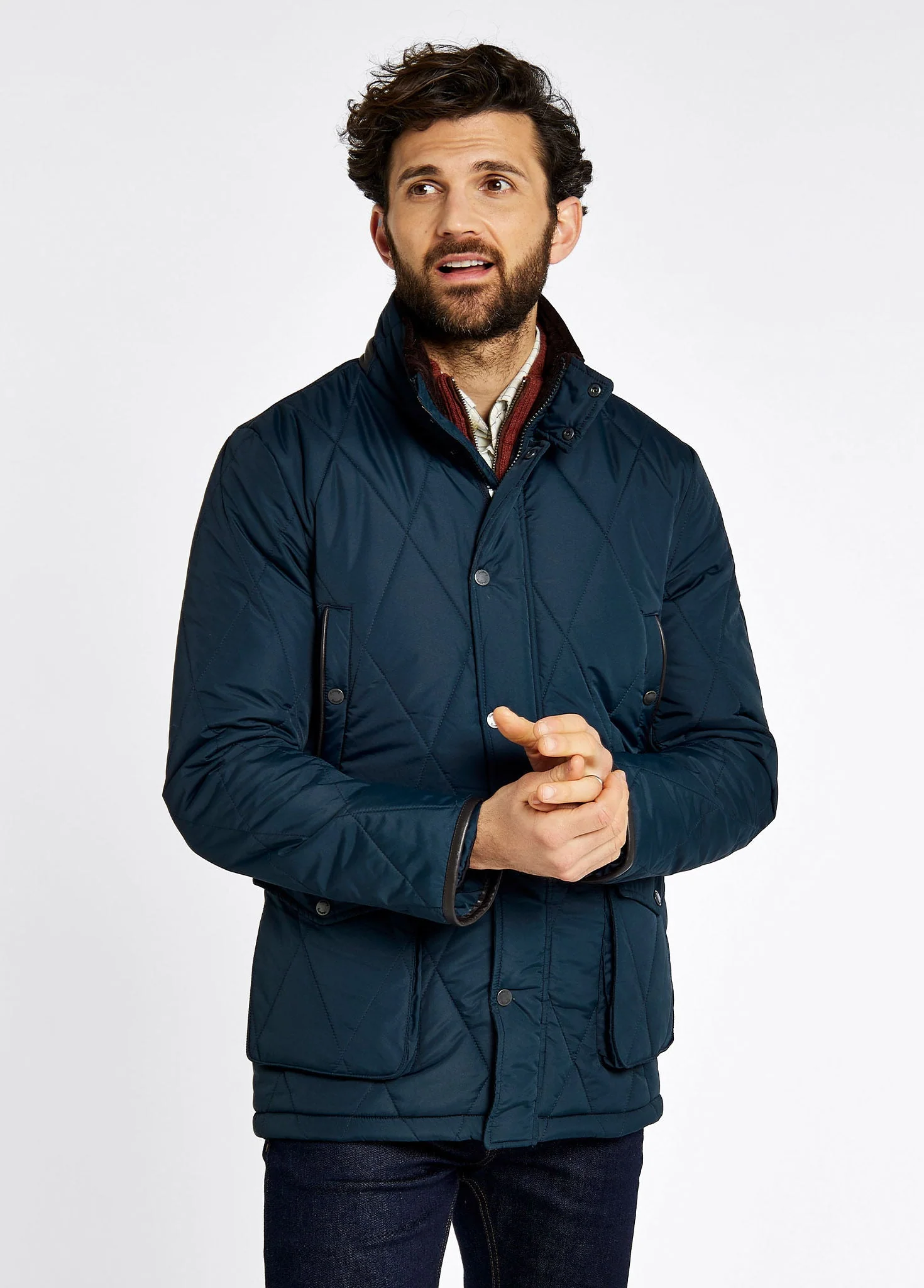 Farmley Men’s Quilted Jacket - Navy - Image 4