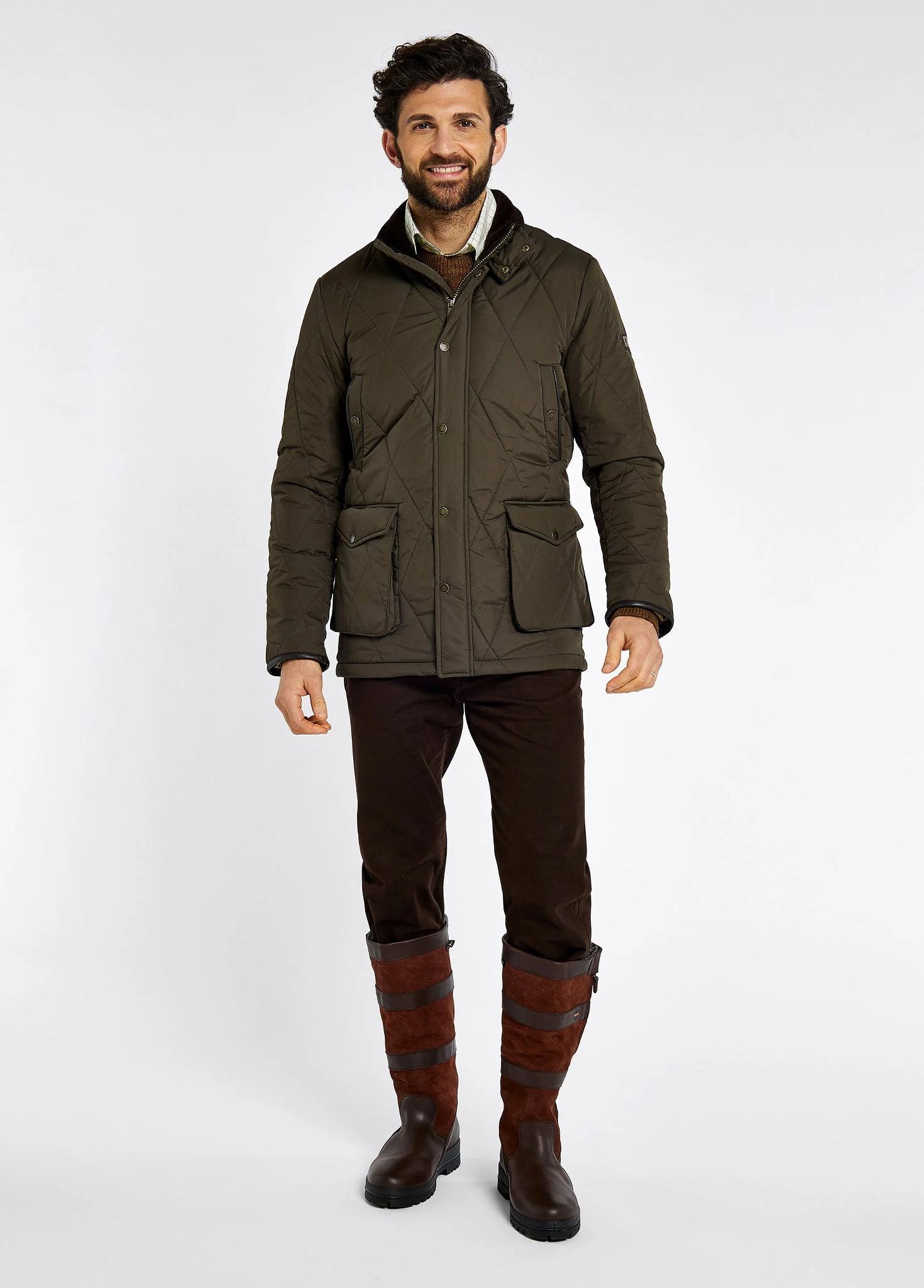 Farmley Men’s Quilted Jacket - Olive - Image 2