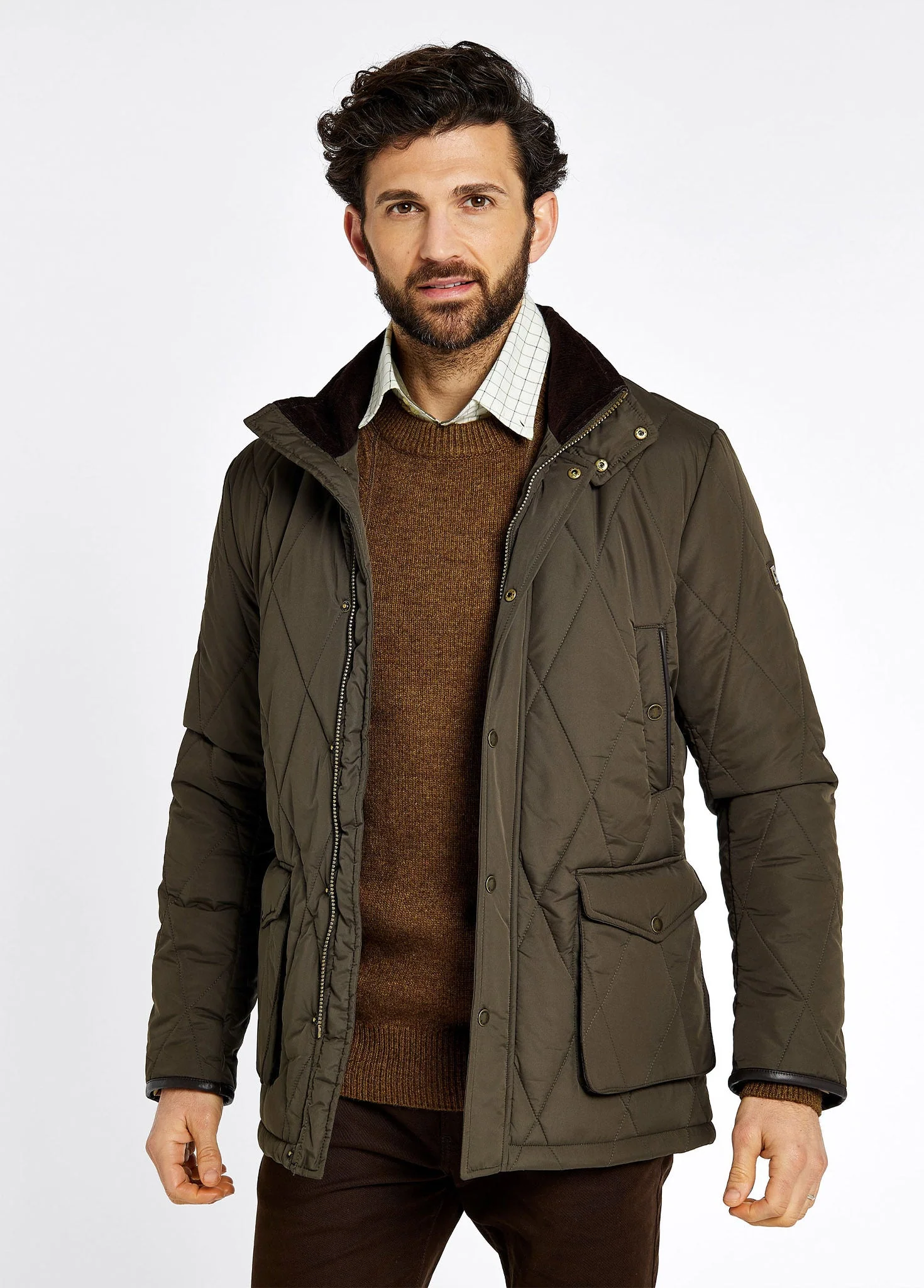 Farmley Men’s Quilted Jacket - Olive - Image 3