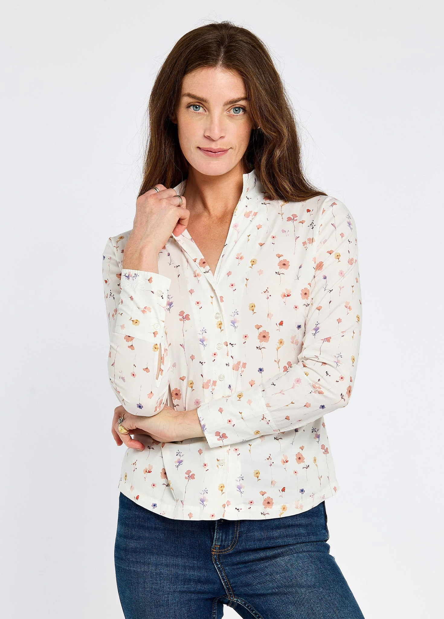 Fuchsia Women's printed long-sleeve shirt - white - Image 3