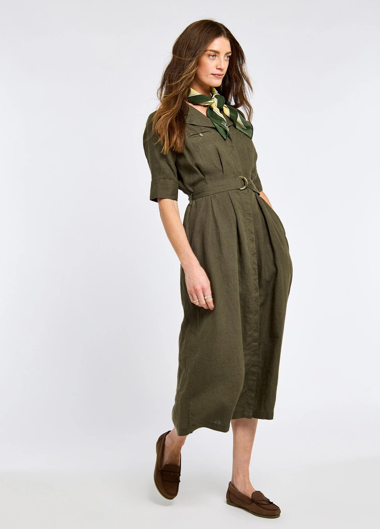 Gaynor Women’s linen dress - Khaki - Image 2