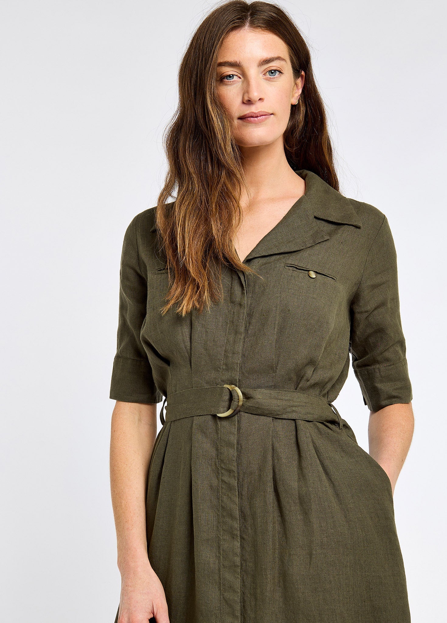 Gaynor Women’s linen dress - Khaki - Image 3