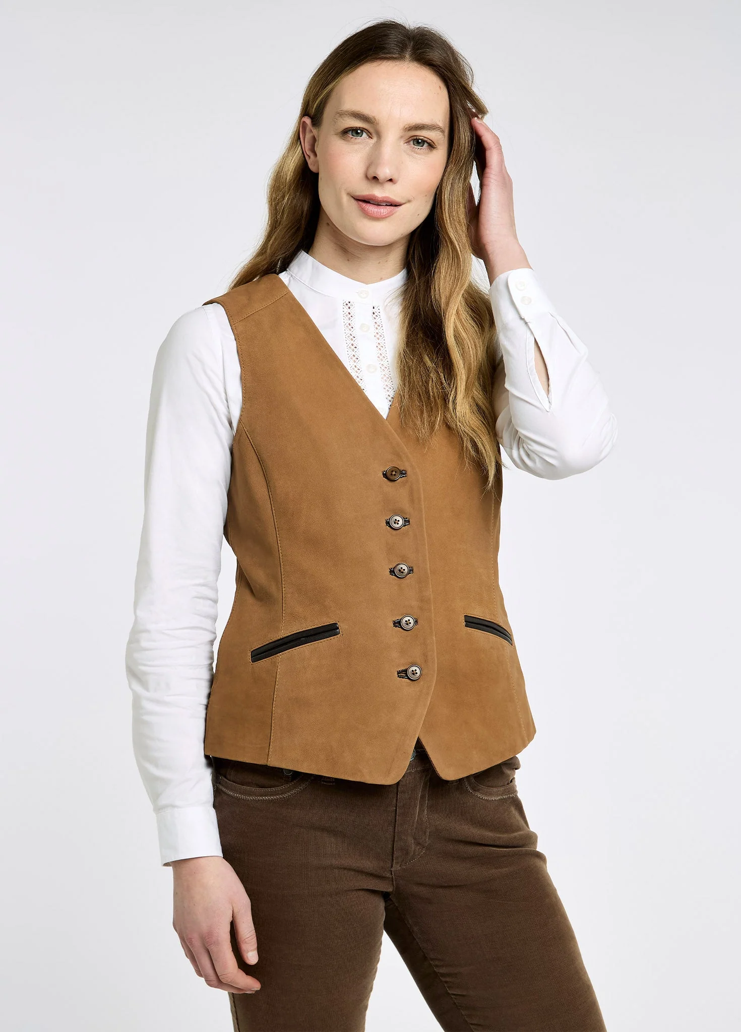 Greville Leather Waistcoat - Tan - Image 3