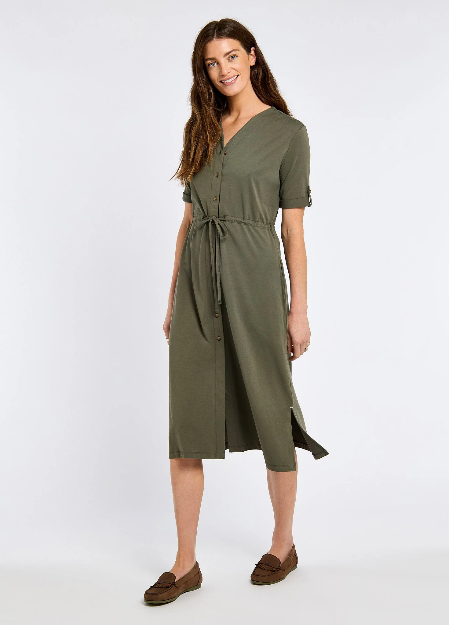Hanlon Women’s midi length shirt dress - Kelp - Image 2