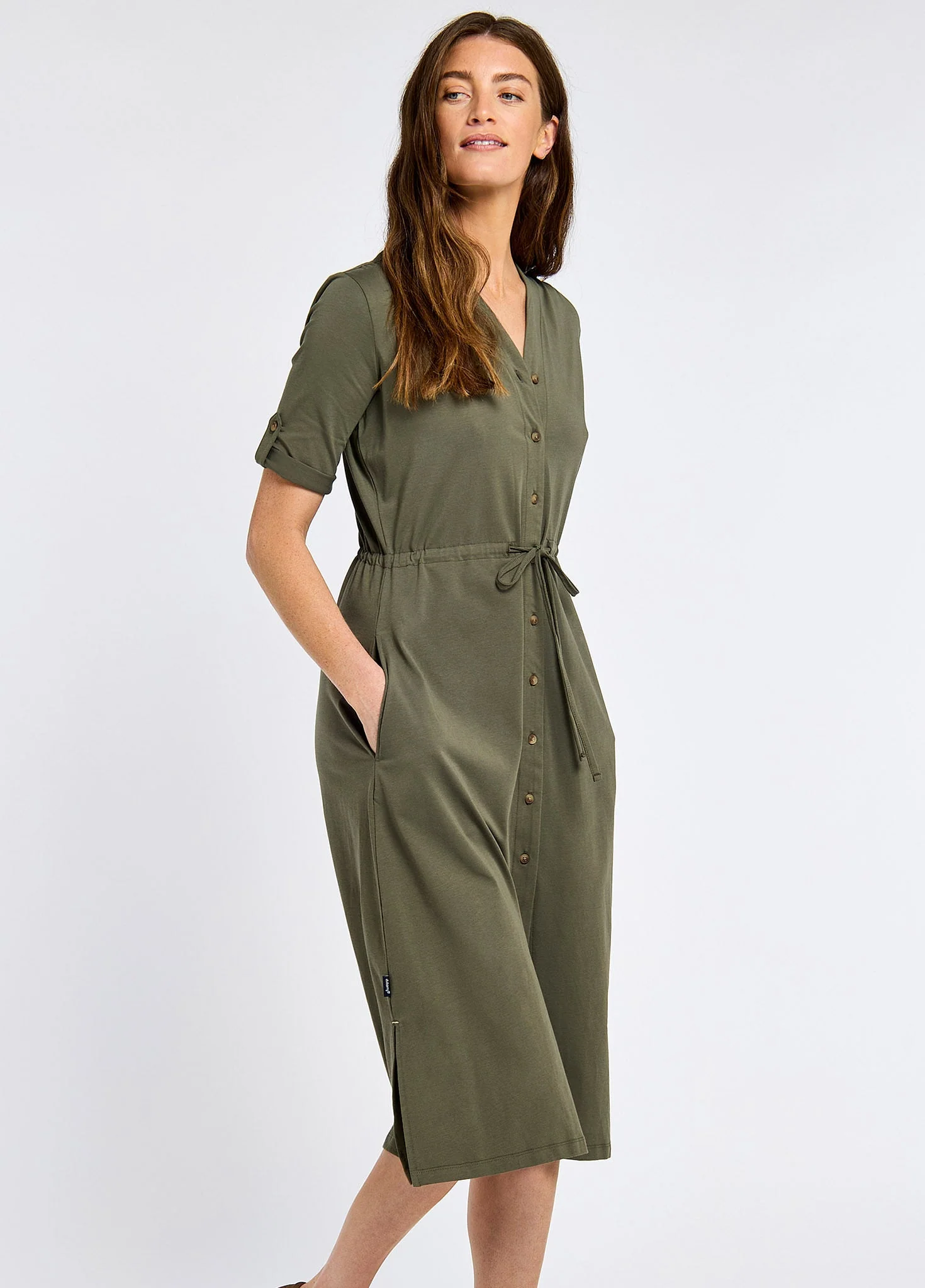 Hanlon Women’s midi length shirt dress - Kelp - Image 3