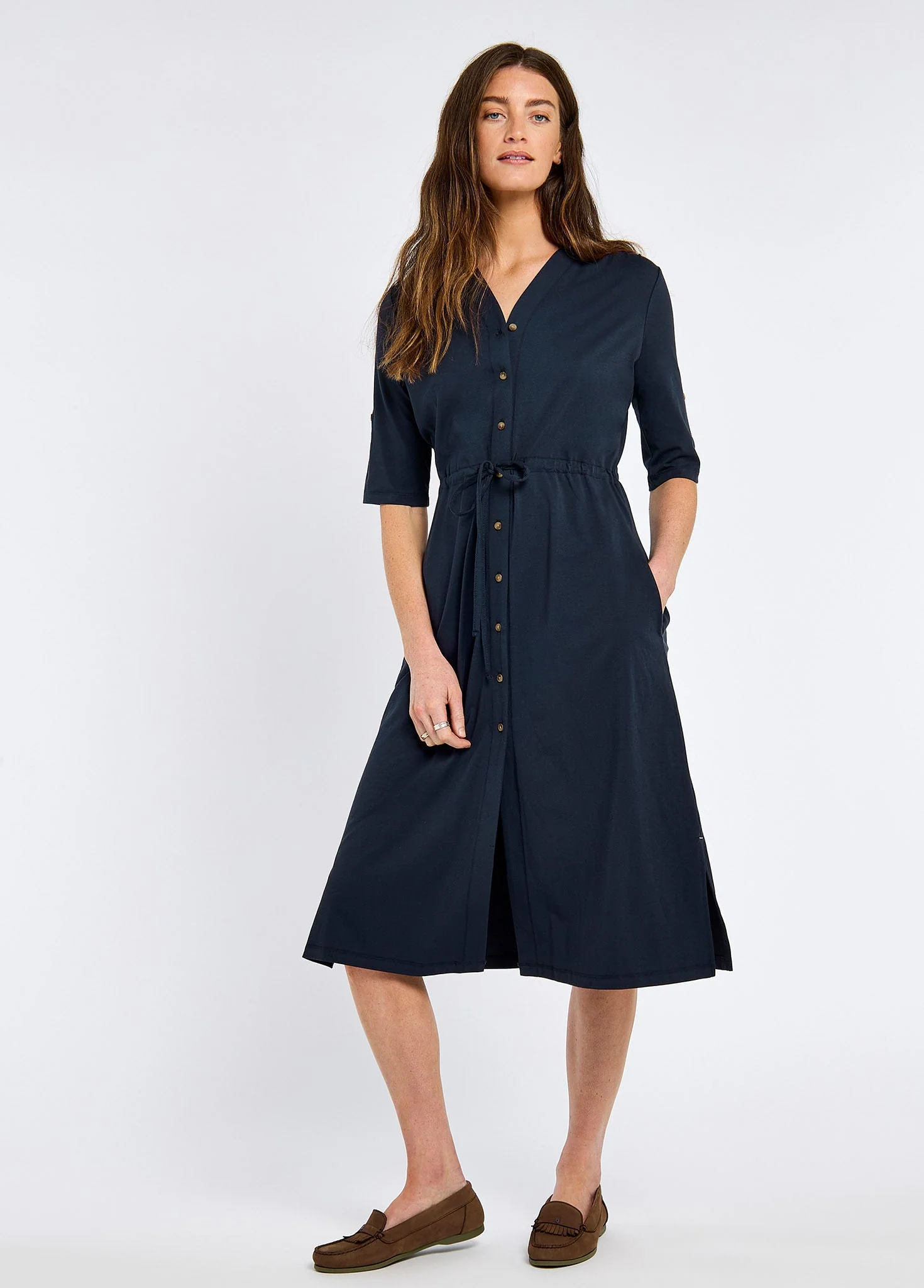 Hanlon Women’s midi length shirt dress - Navy - Image 2
