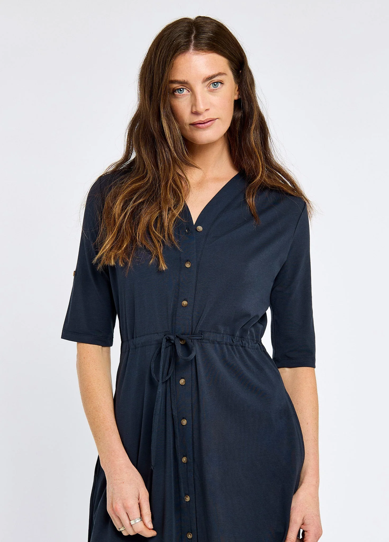 Hanlon Women’s midi length shirt dress - Navy - Image 3