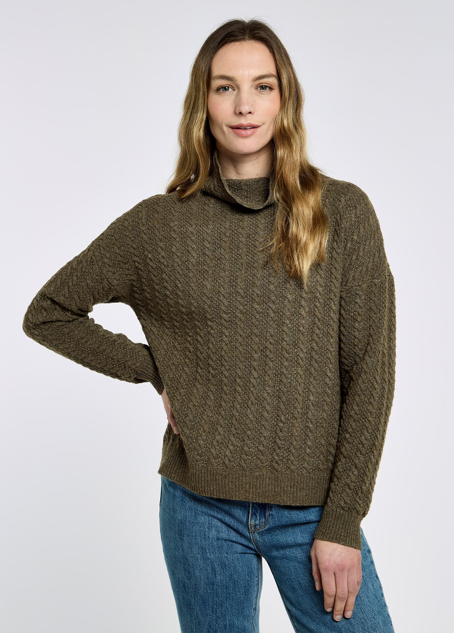 Hopkins Women's Relaxed fit sweater - Dusky Green - Image 3