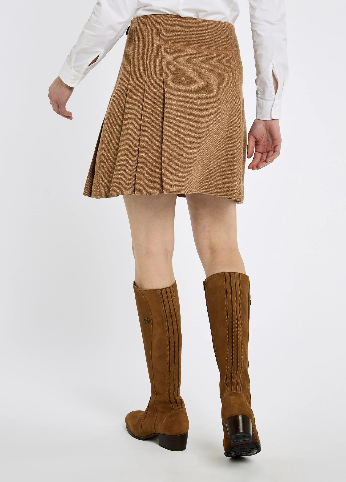 Hornbeam Women's pleated tweed skirt - Camel Twill - Image 4