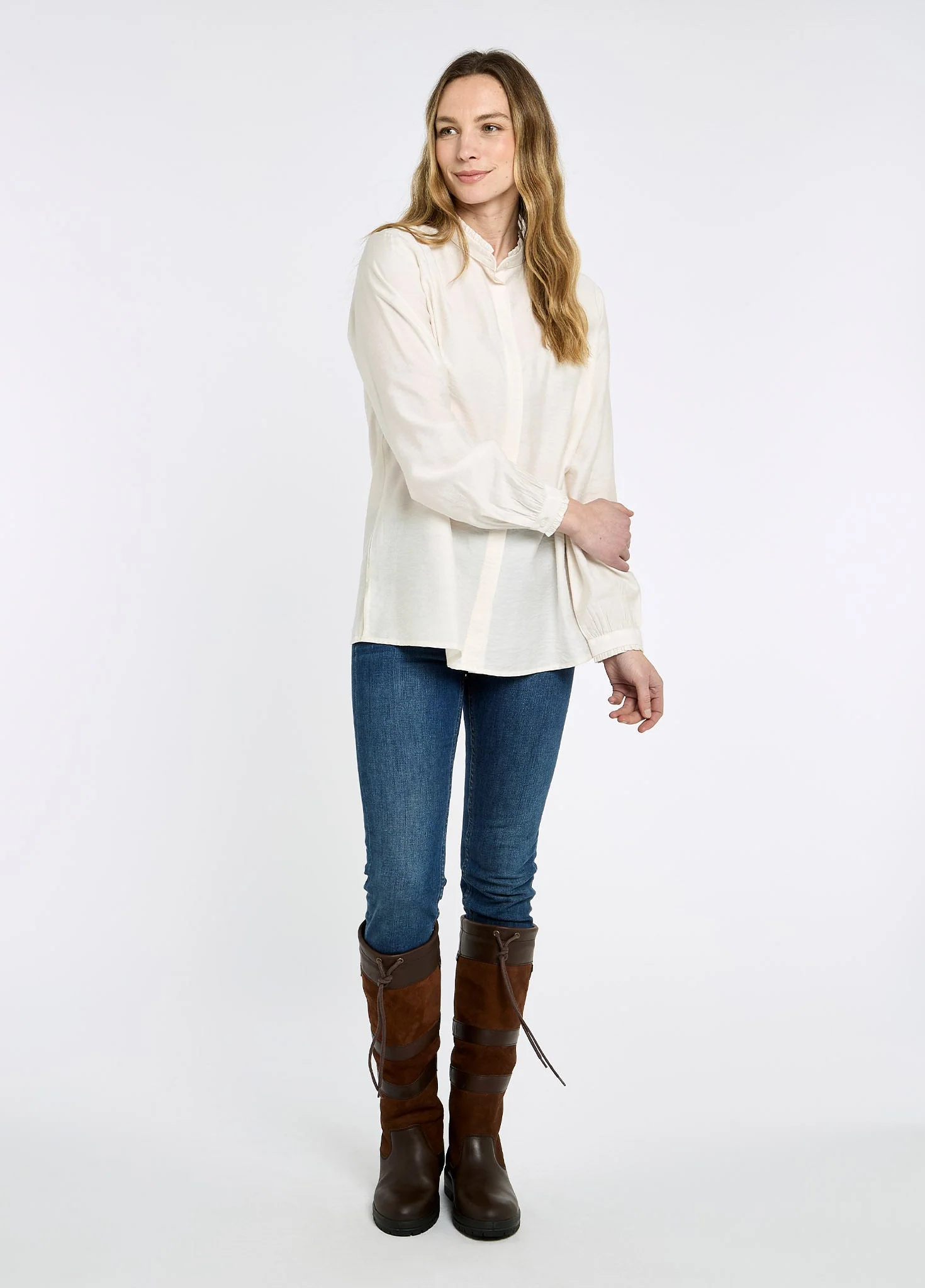 Iris Women's ruffle trim blouse - Ivory - Image 2