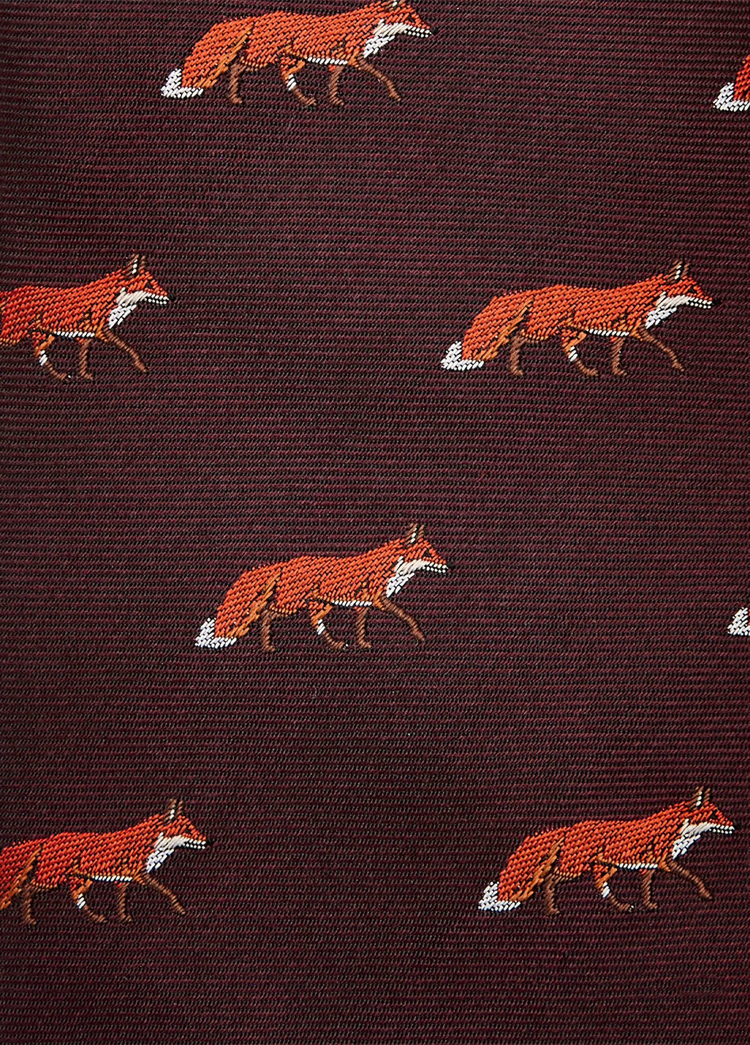 Kavanagh 100% silk fox motif tie - Merlot - Image 4