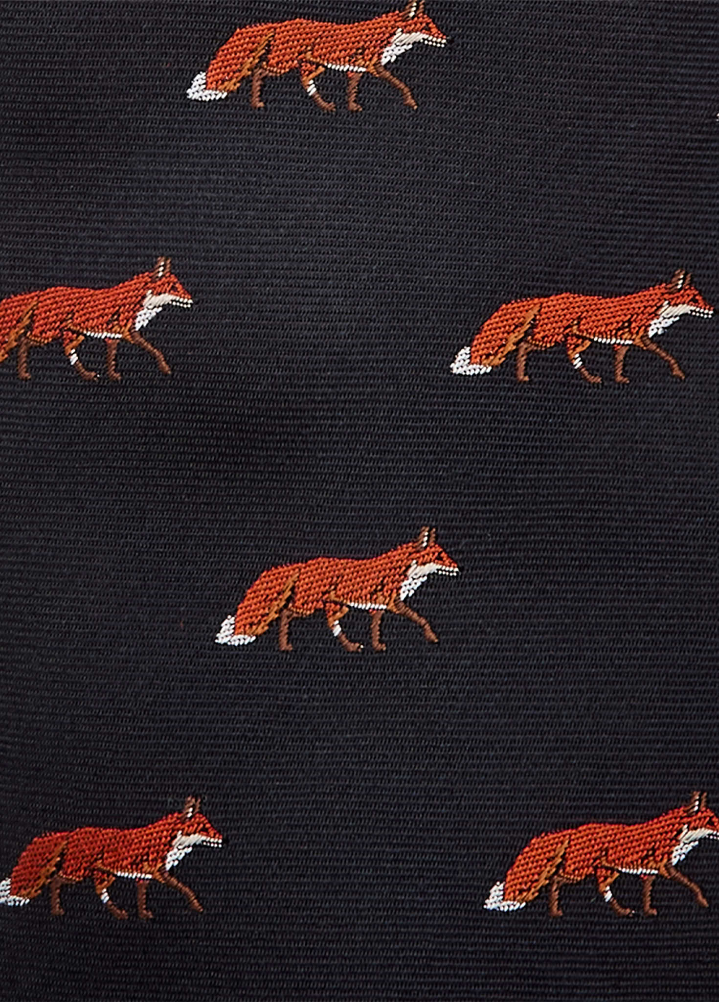 Kavanagh 100% silk fox motif tie - Navy - Image 4