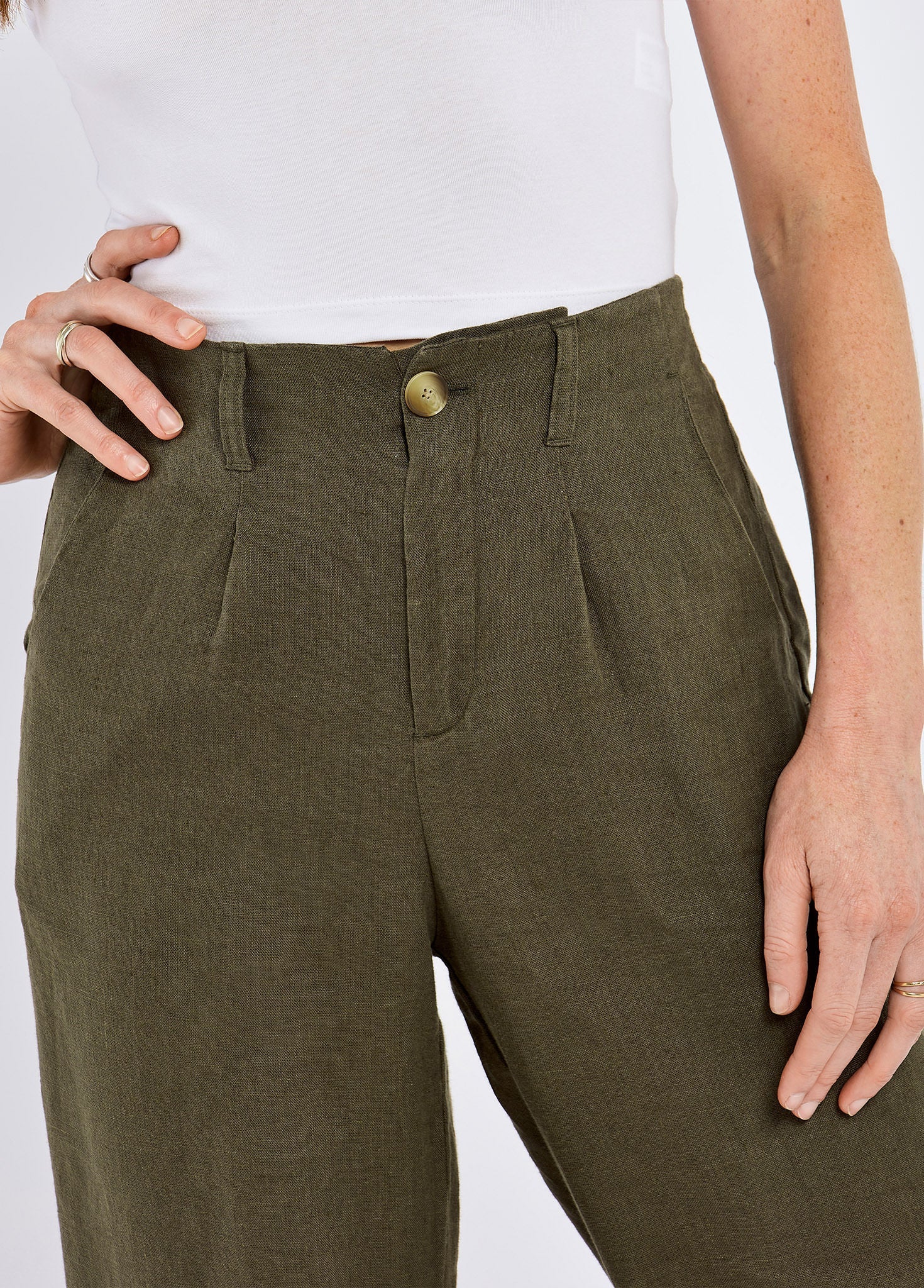 Kelby Women’s Linen Trousers - Khaki - Image 4
